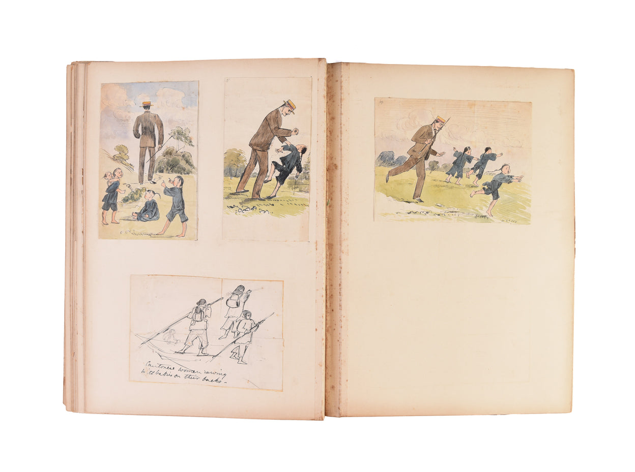 Four large albums of watercolours, photographs and ephemera.