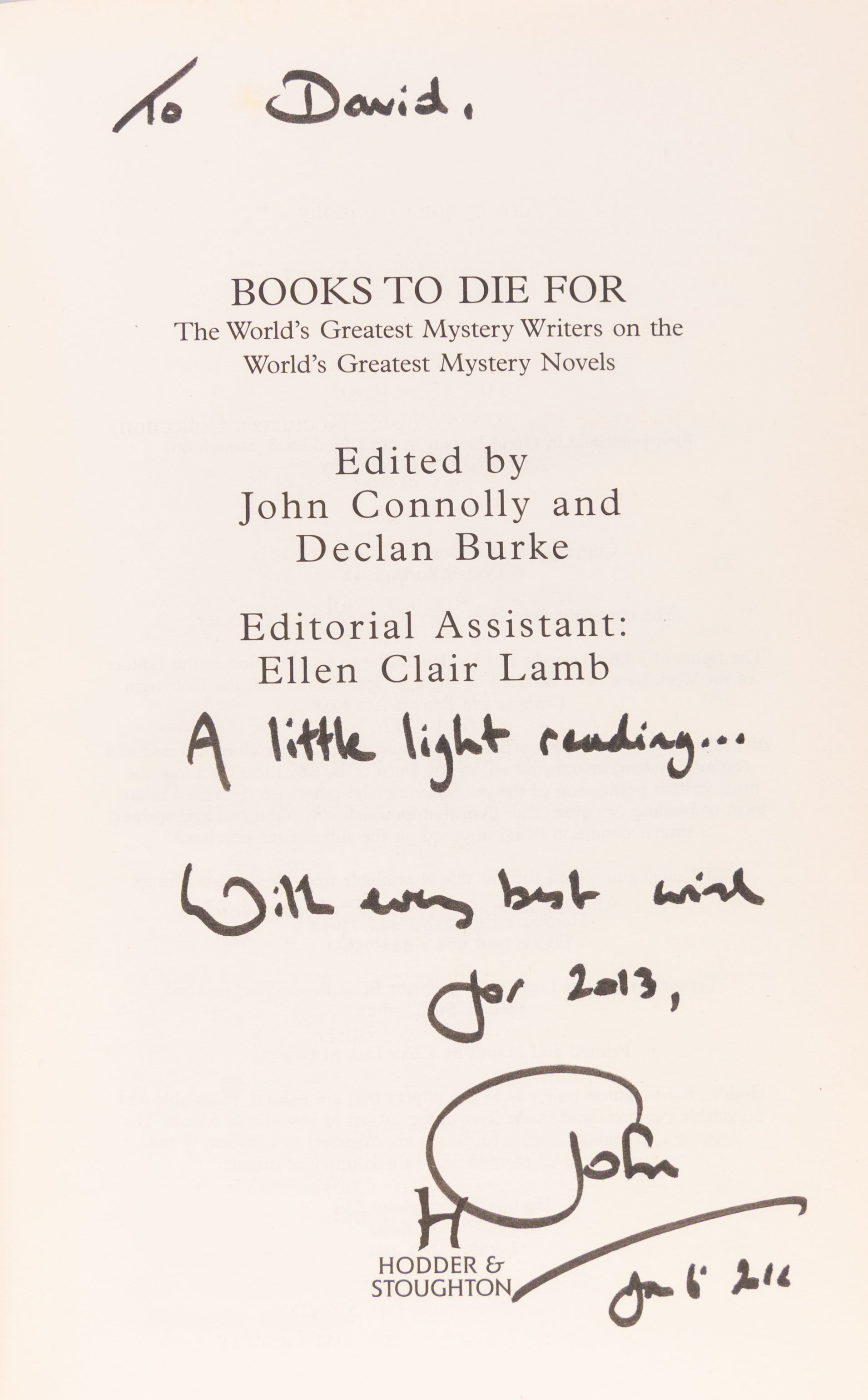 Books to Die For. The World's greatest mystery Writers on the World's greatest mystery Novels.