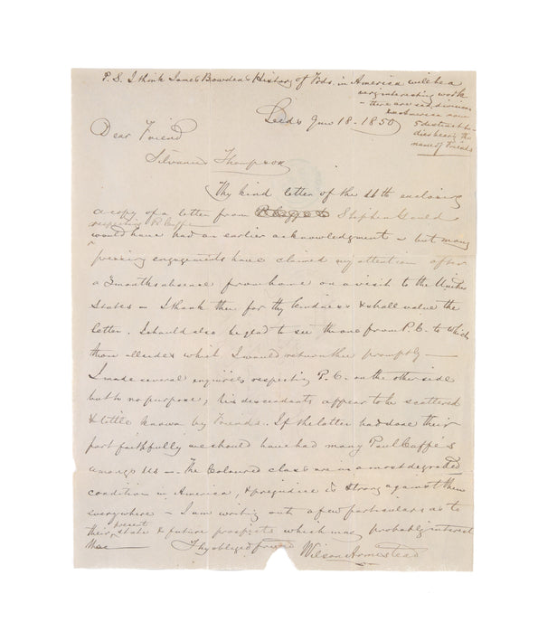 ALS to a fellow Quaker regarding Paul Cuffe.