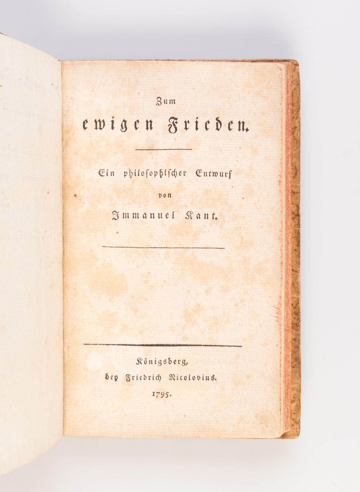 Zum ewigen Frieden. Ein philosophischer Entwurf.