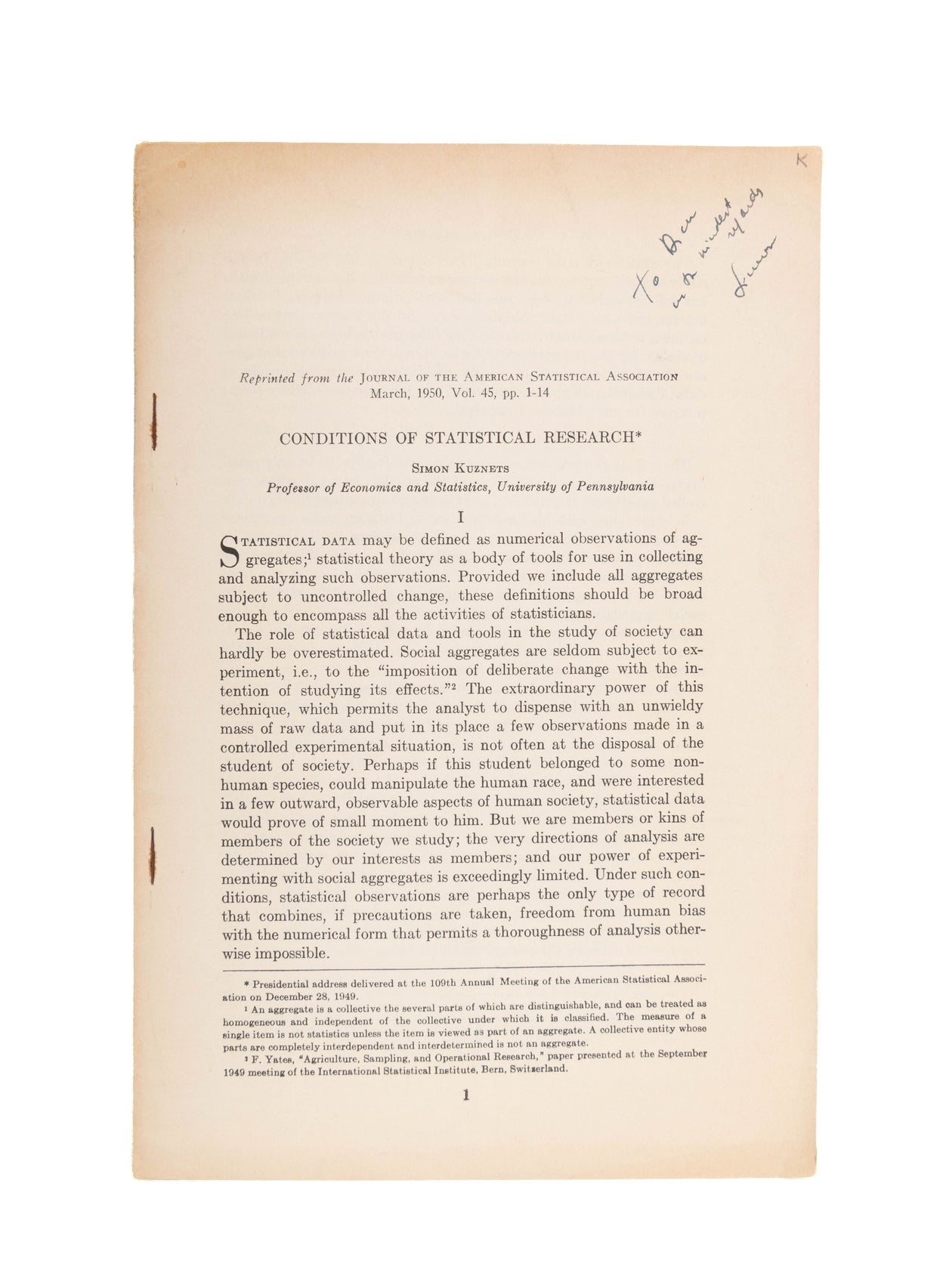 Conditions of Statistical Research.