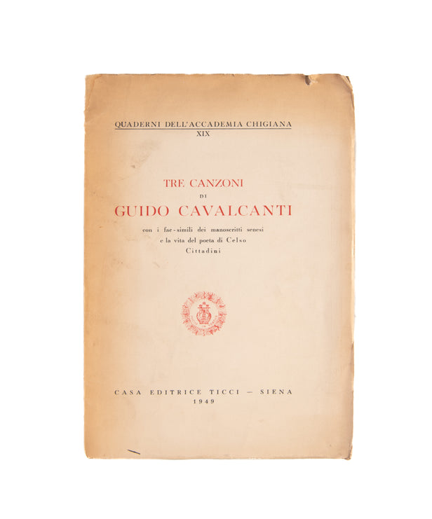 Tre Canzoni di Guido Cavalcanti.