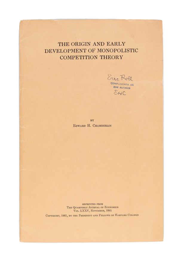 The Origin and Early Development of Monopolistic Competition Theory.