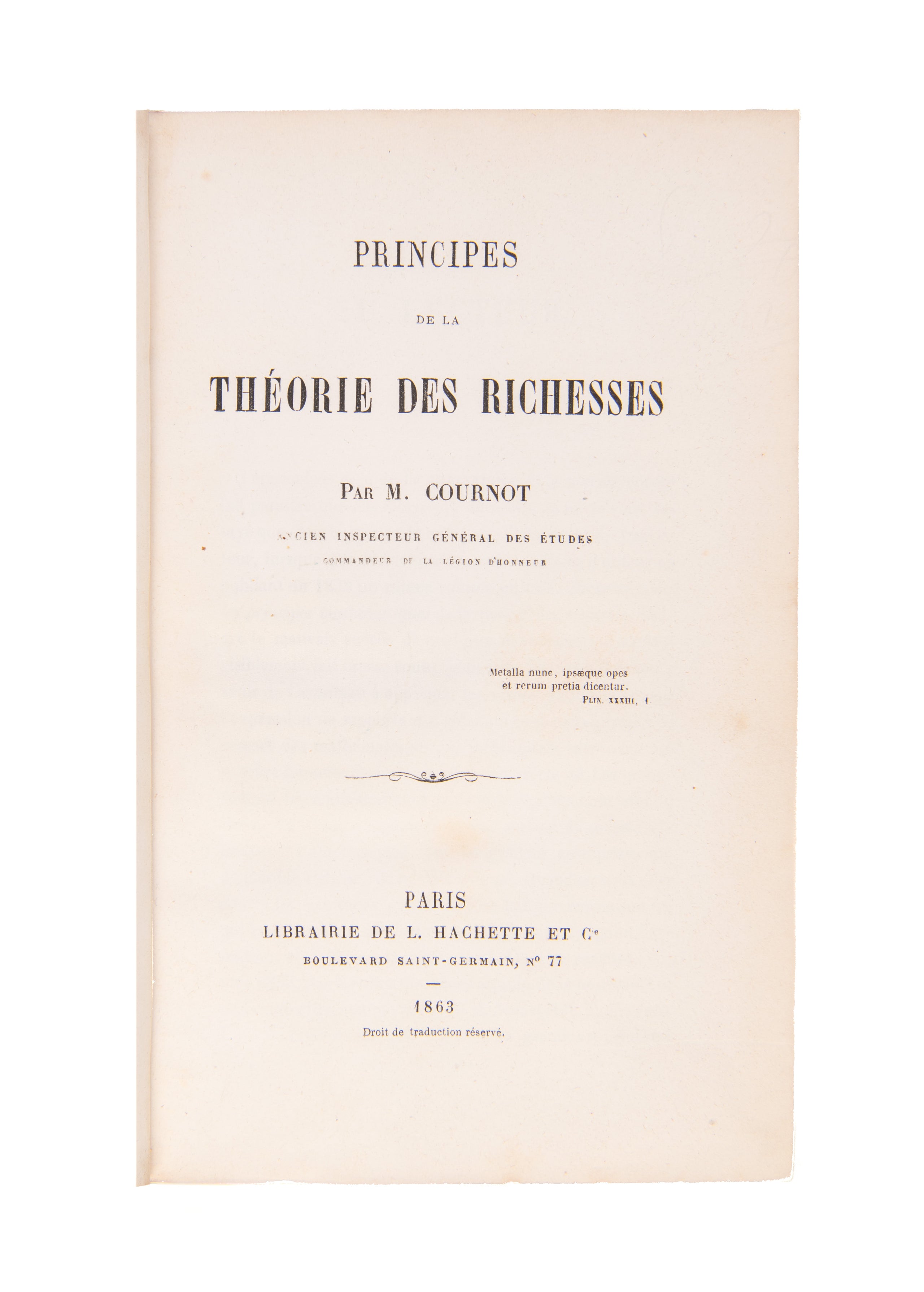 Principes de la Théorie des Richesses.