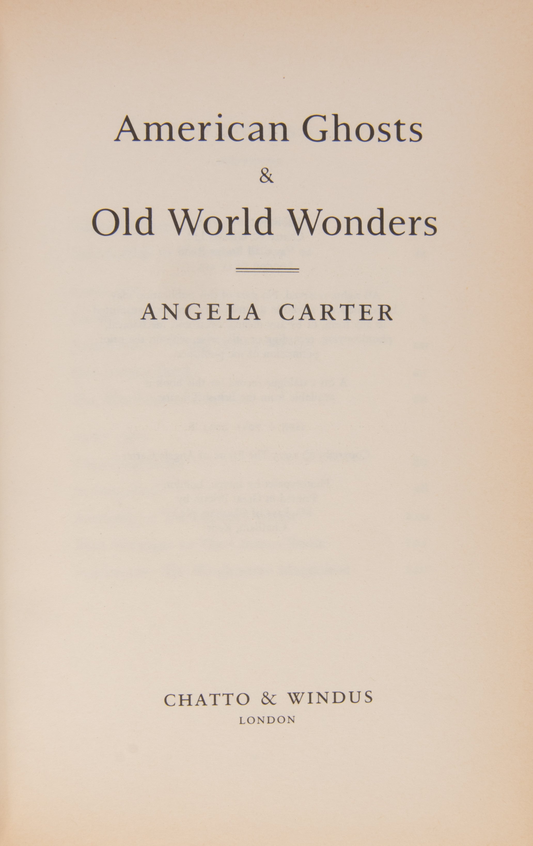 American Ghosts & Old World Wonders.