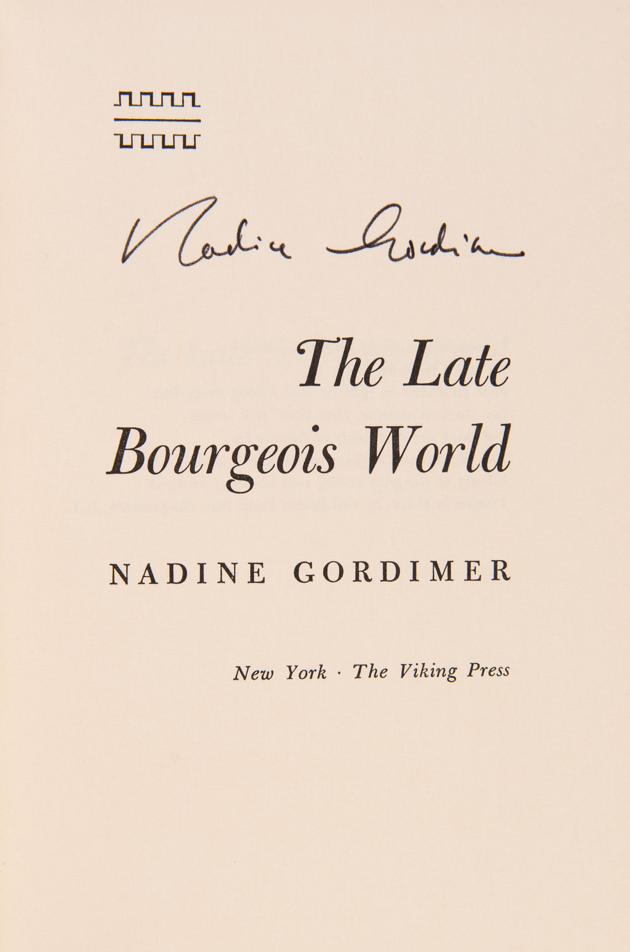 The Late Bourgeois World.