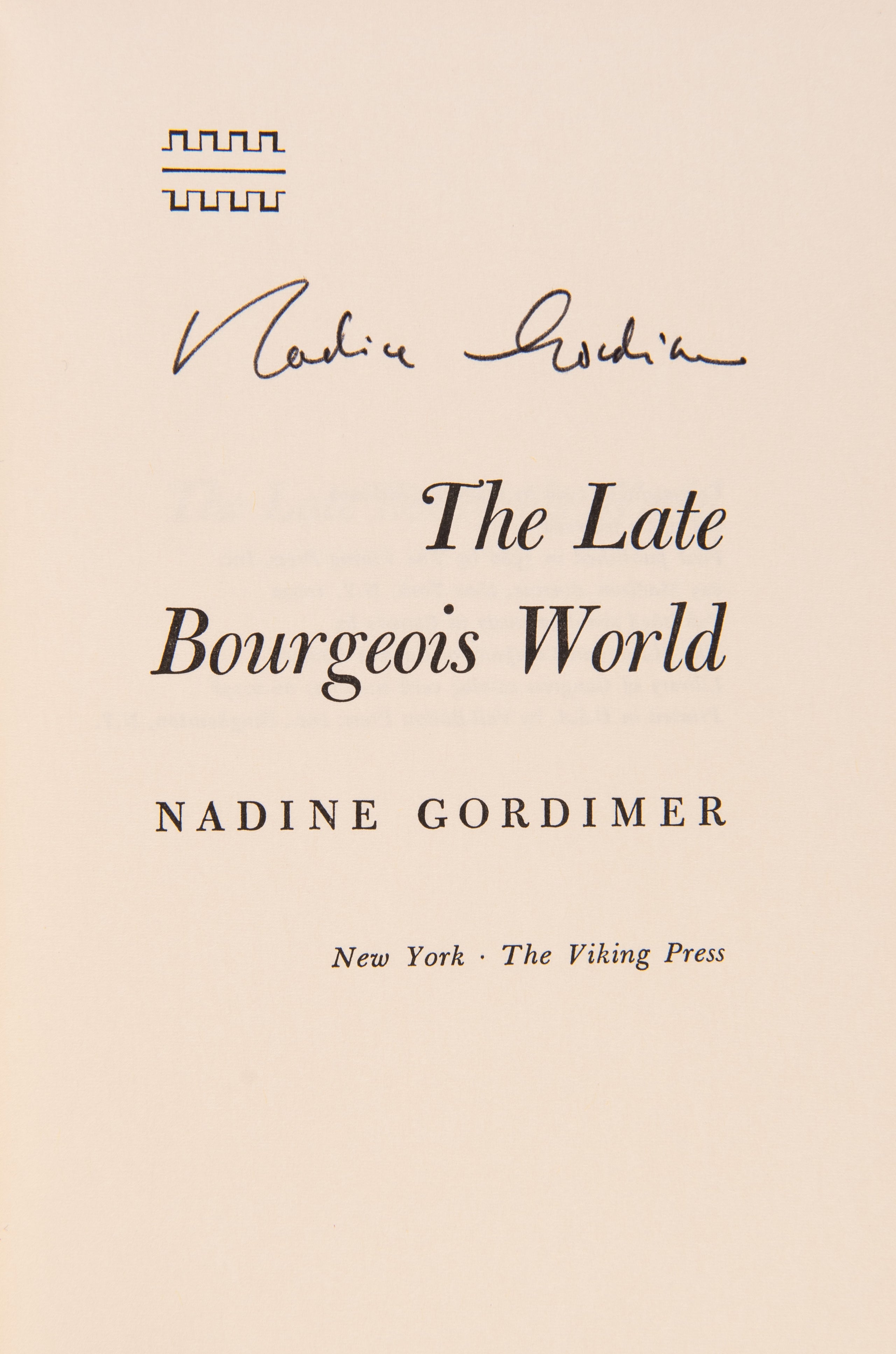 The Late Bourgeois World.