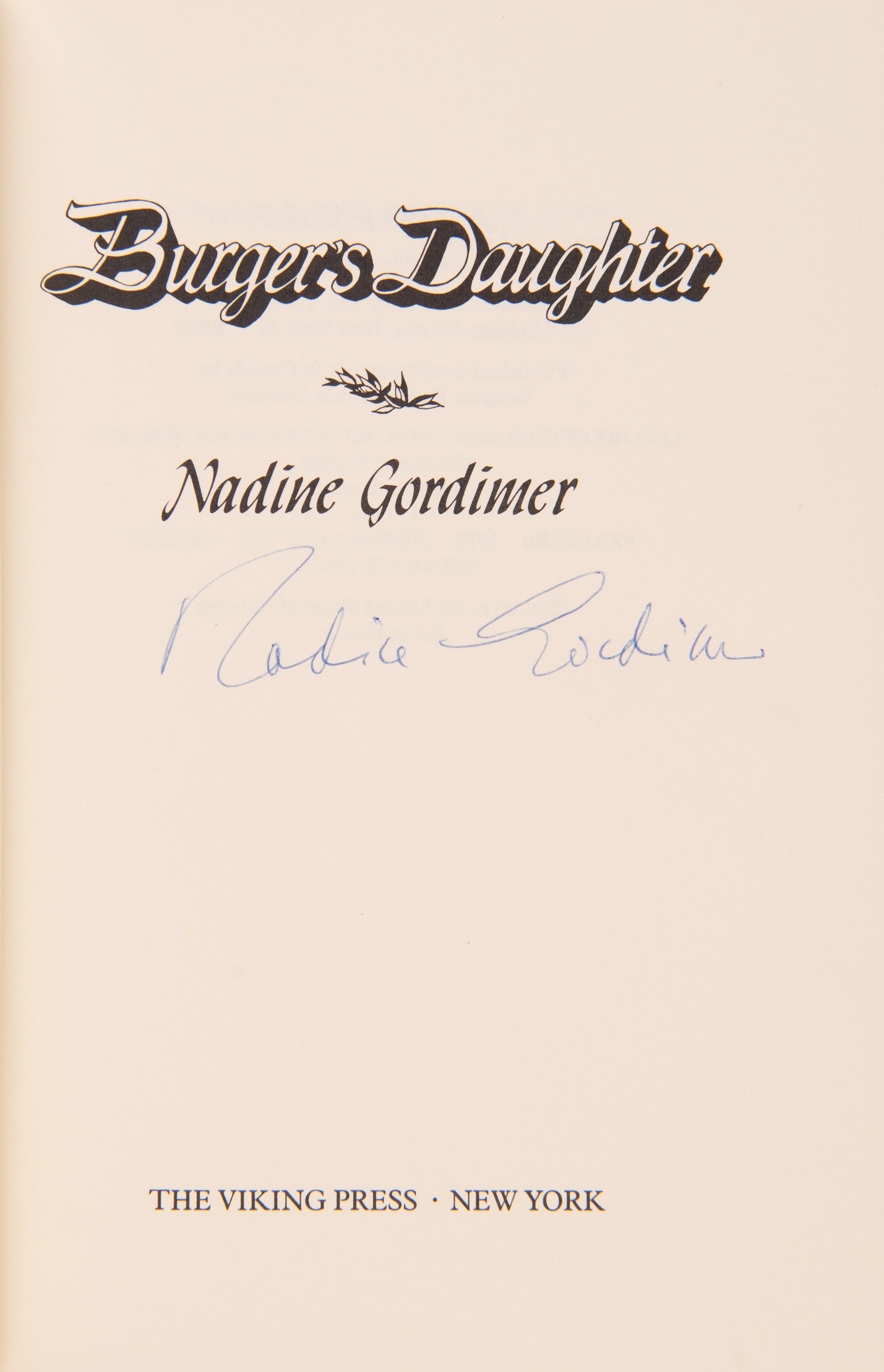 Burger's Daughter.