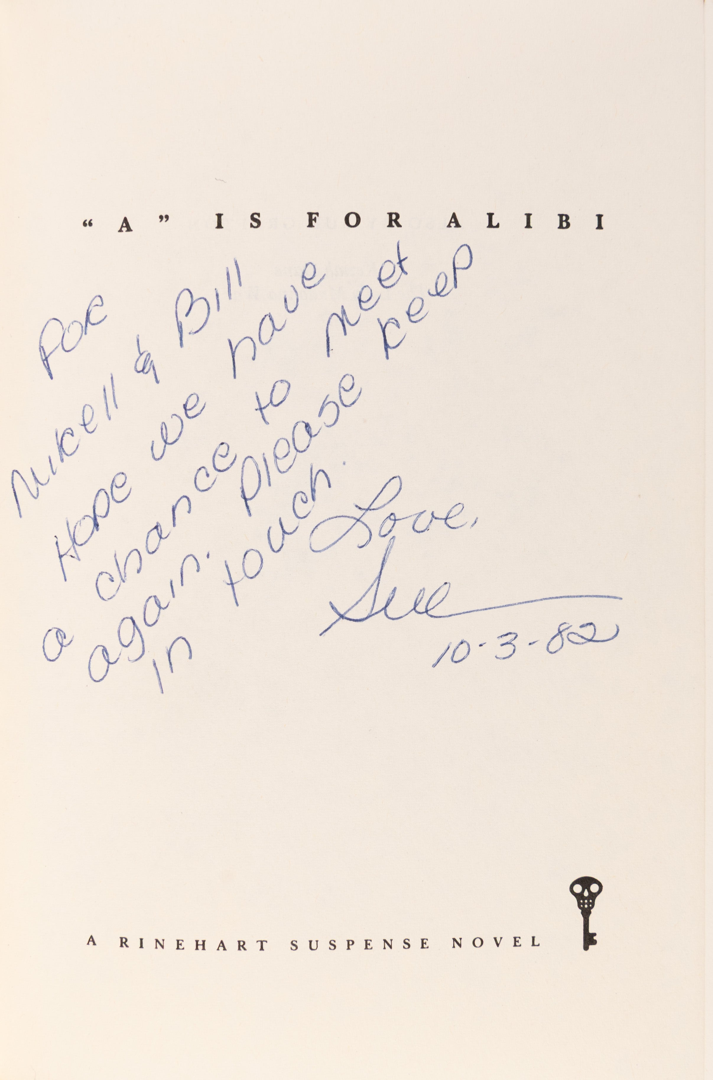 A Complete set of the Alphabet Series in First Edition: “A” is For Alibi, 