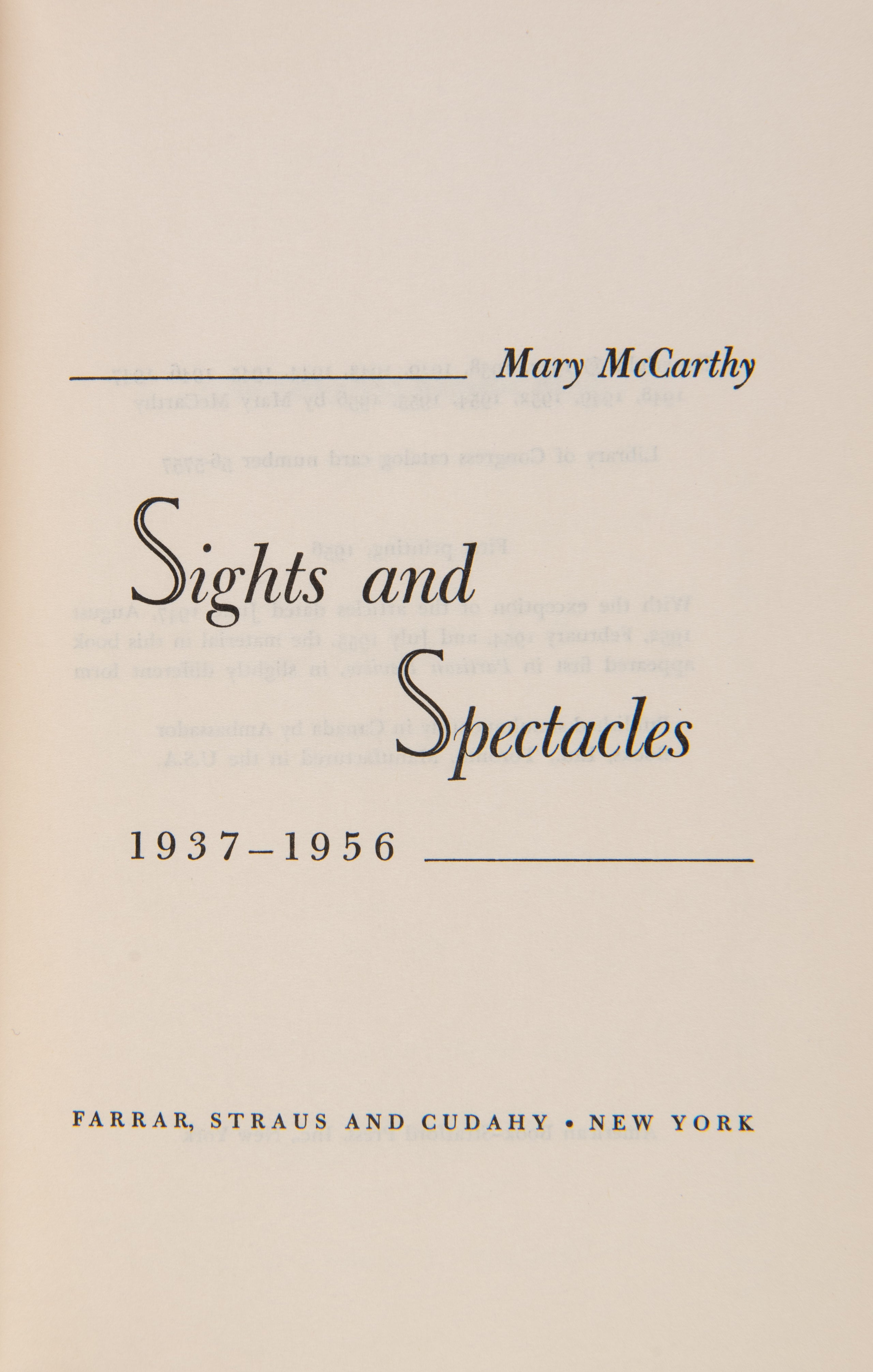 Sights and Spectacles.