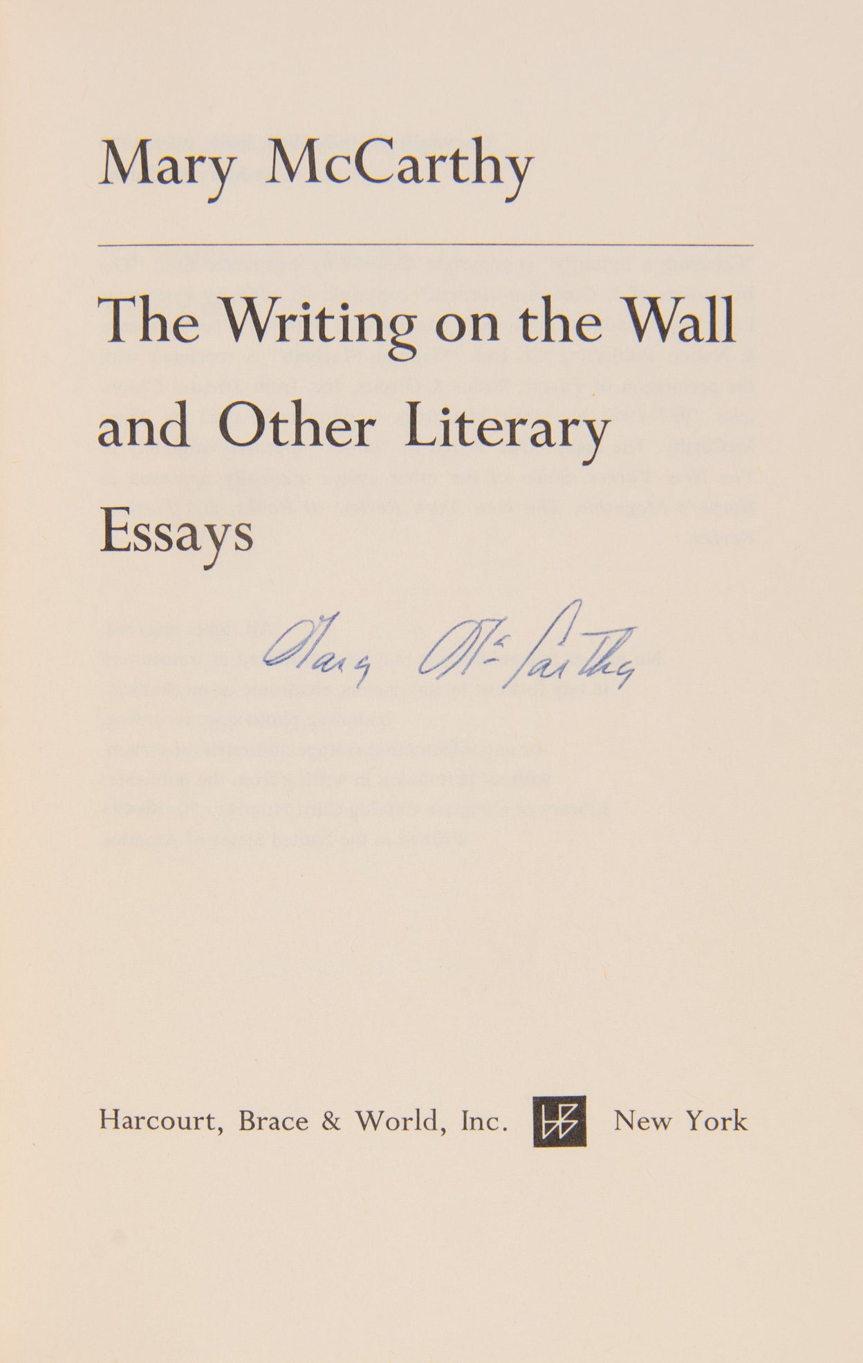 The Writing on the Wall.