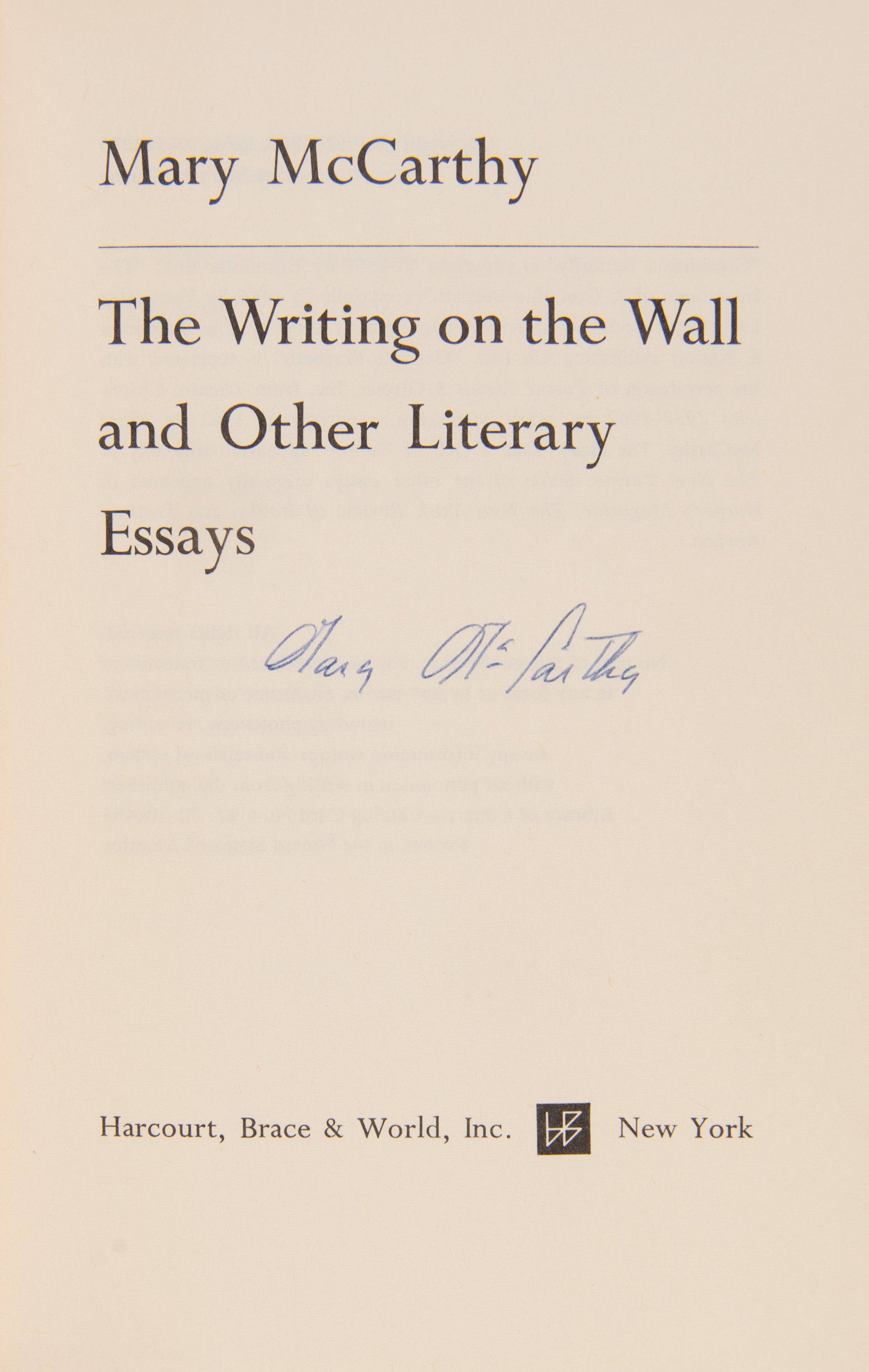 The Writing on the Wall.