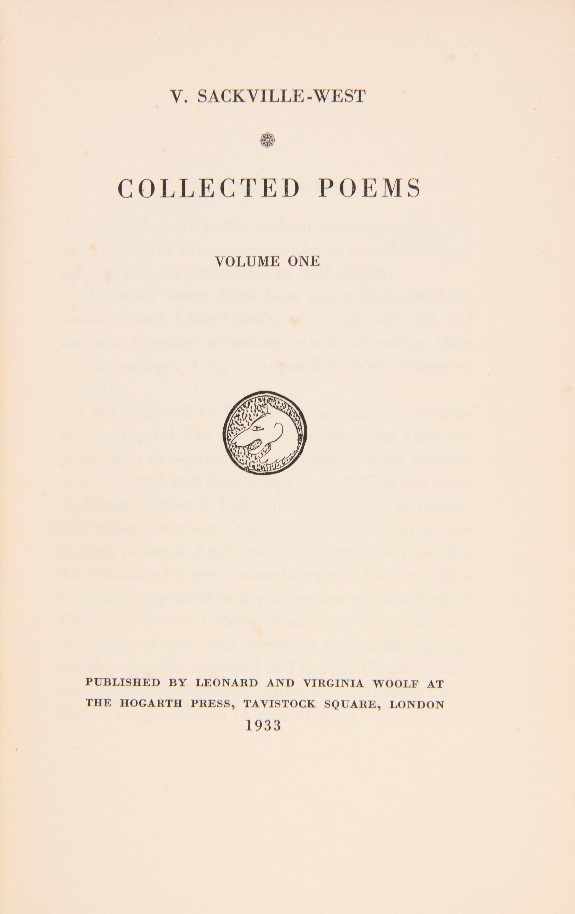 Collected Poems. Volume One. [all published].