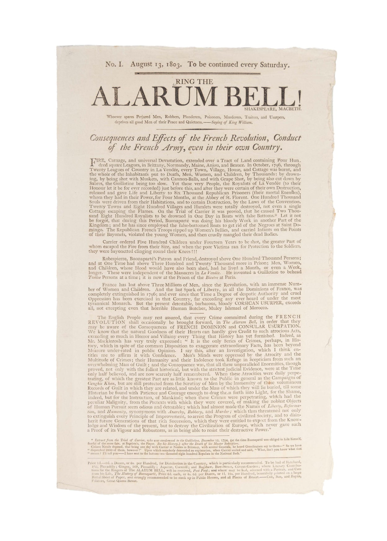 Ring The Alarum Bell.