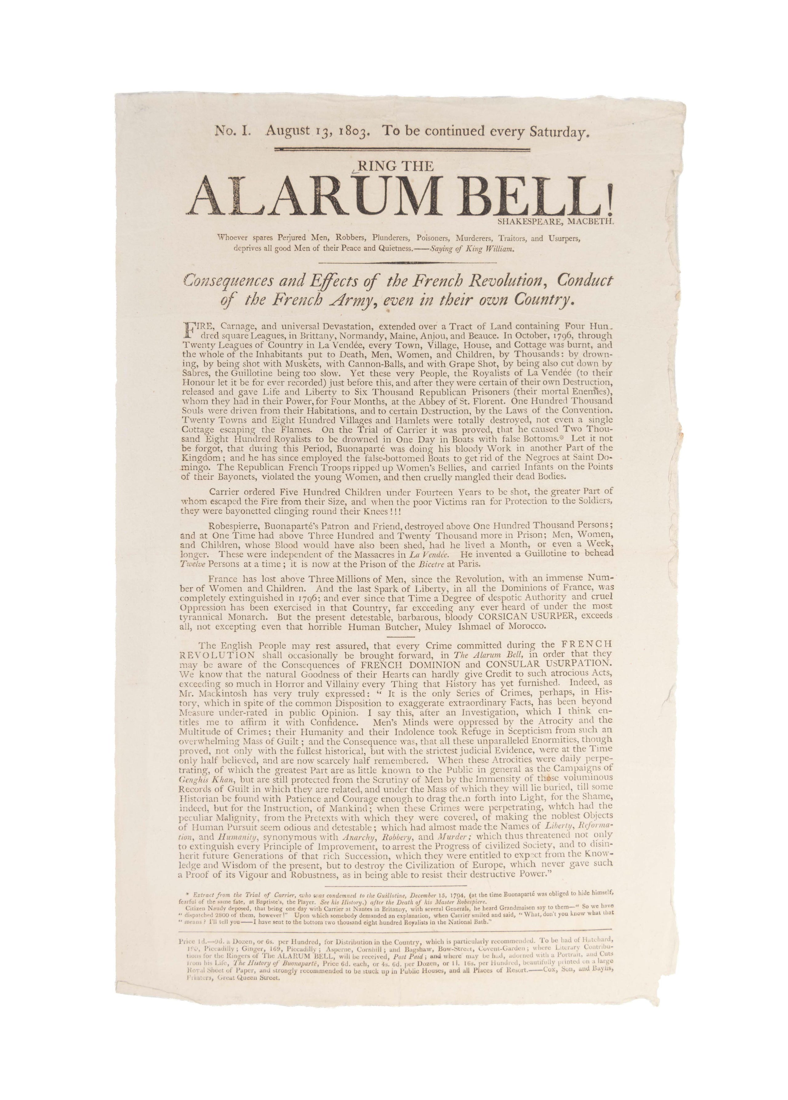 Ring The Alarum Bell.
