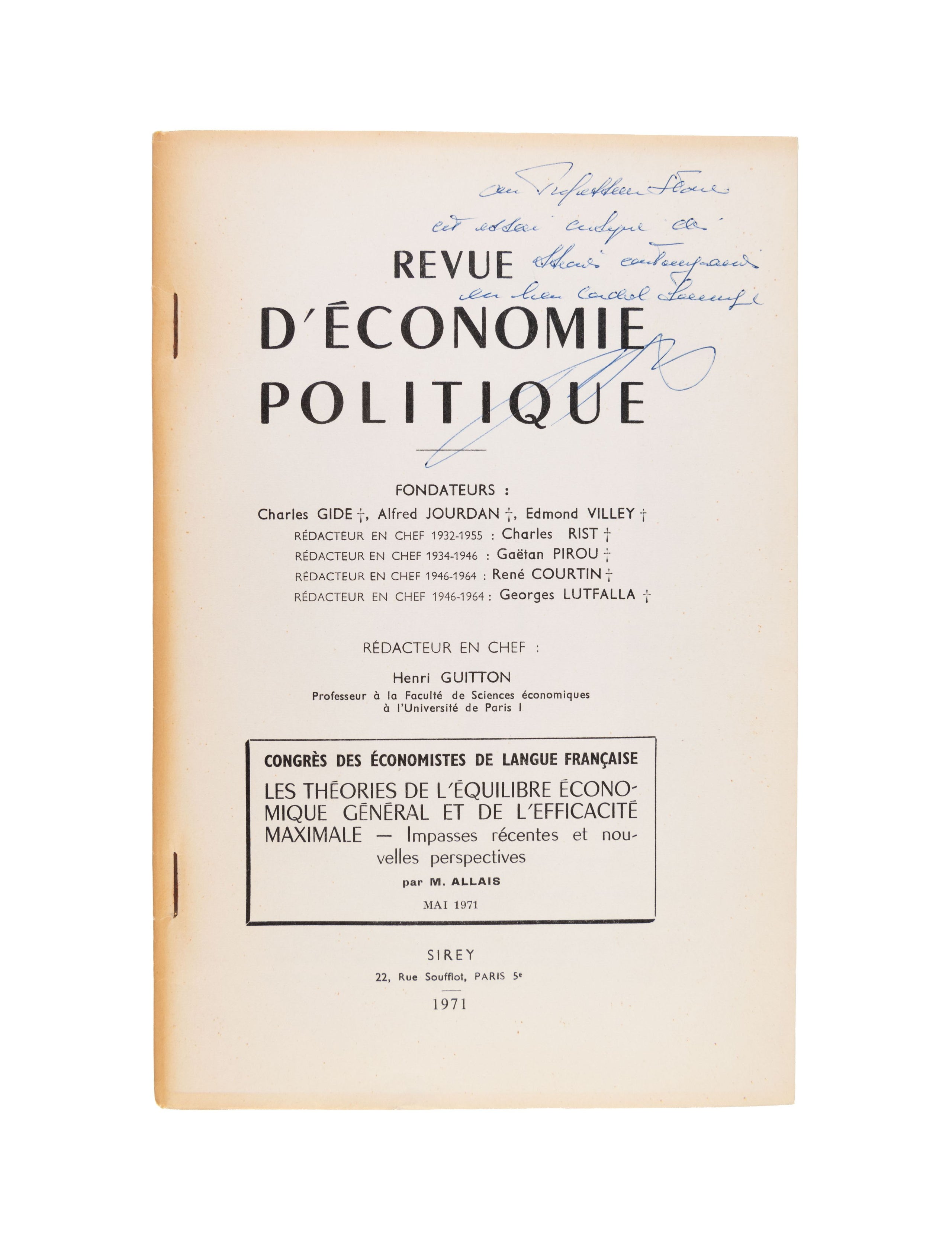 Les théories de l'équilibre économique général et de l'efficacité maximale impasses récentes et nouvelles perspectives.
