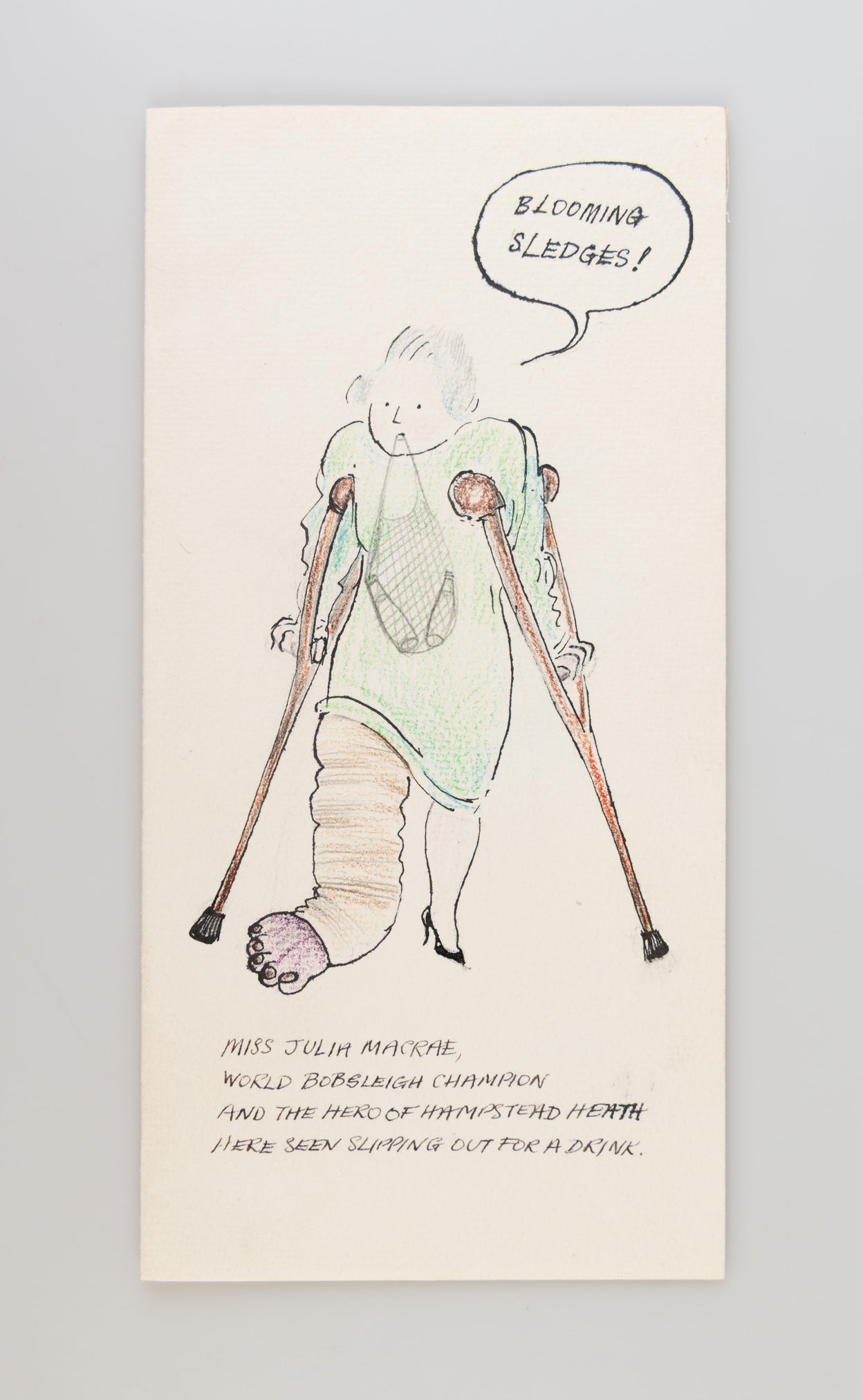 Autograph Card Signed ('Raymond') to Julia MacRae with an Original Illustration by Briggs.