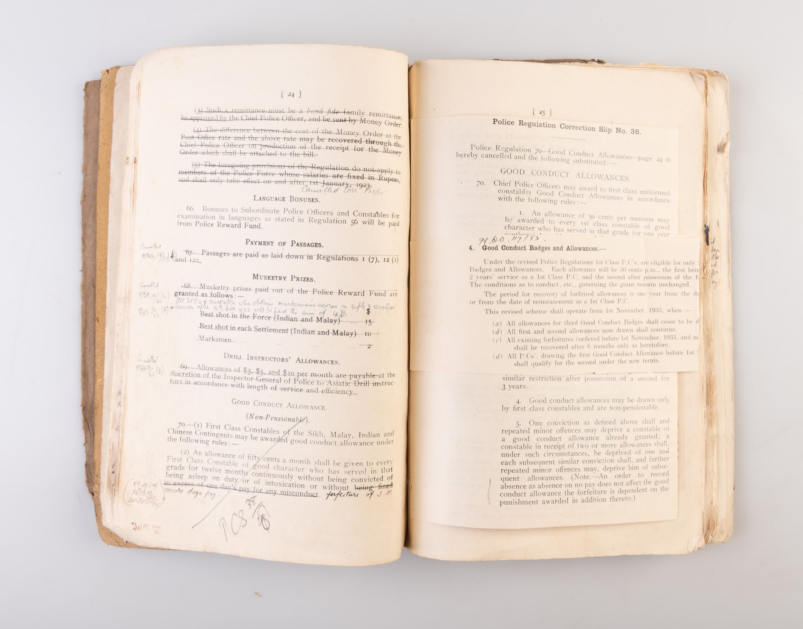 Straits Settlements. Regulations framed by the Governor in Council Under Section 56 of the Police Force Ordinance, 1920.
