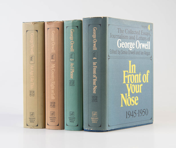 The Collected Essays, Journalism and Letters of George Orwell. Volume I: An Age Like This, 1920-1940; Volume II: My Country Right or Left, 1940-1943; Volume III: As I Please, 1943-1945; Volume IV: In Front of Your Nose, 1945-1950.