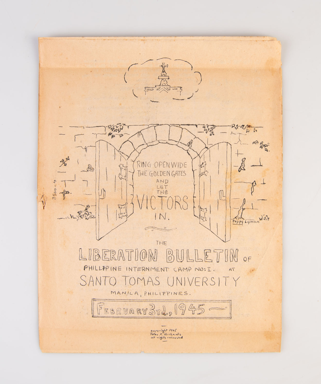The Liberation Bulletin of Philippine Internment Camp No. 1 at Santo Tomas University.