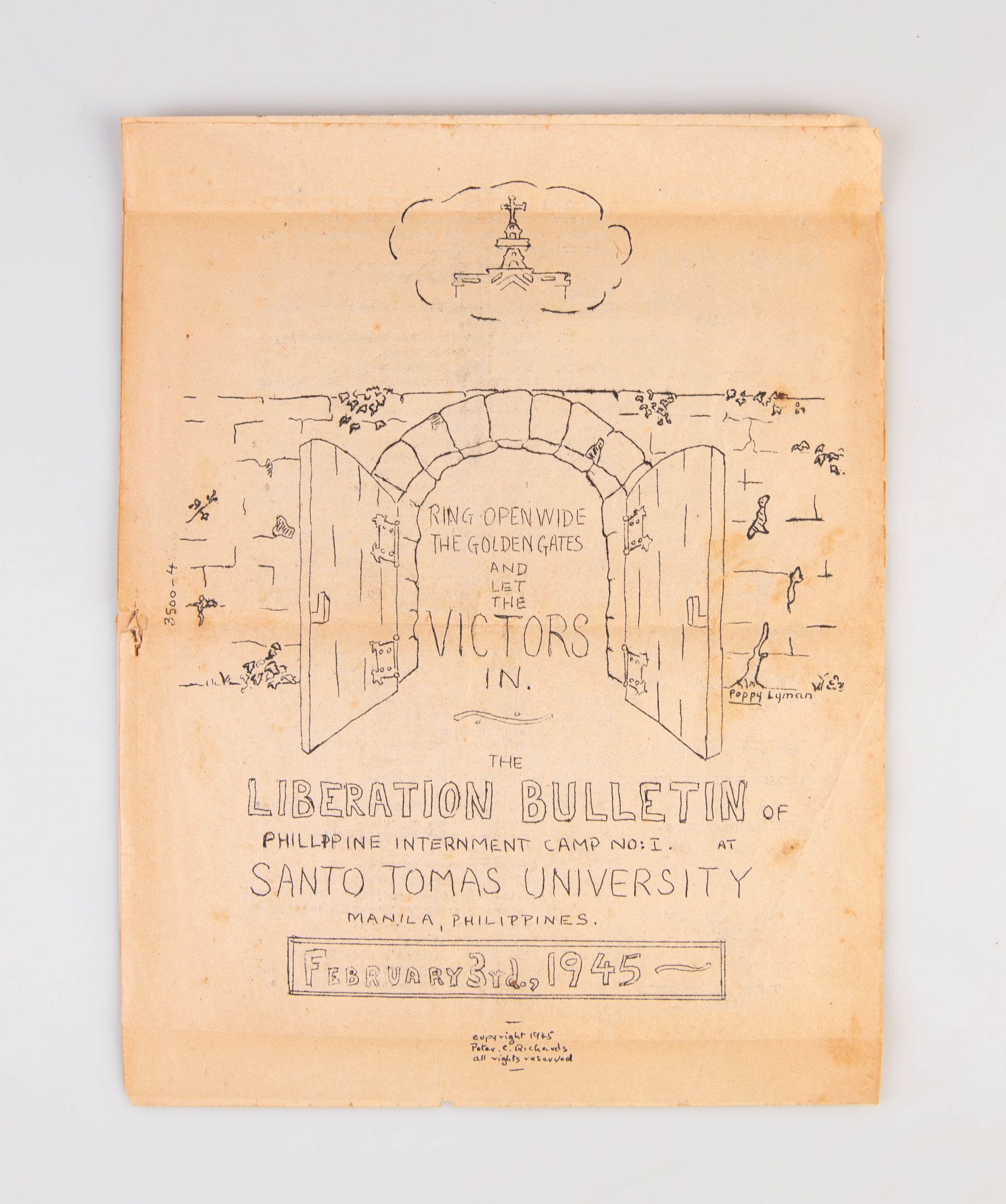 The Liberation Bulletin of Philippine Internment Camp No. 1 at Santo Tomas University.