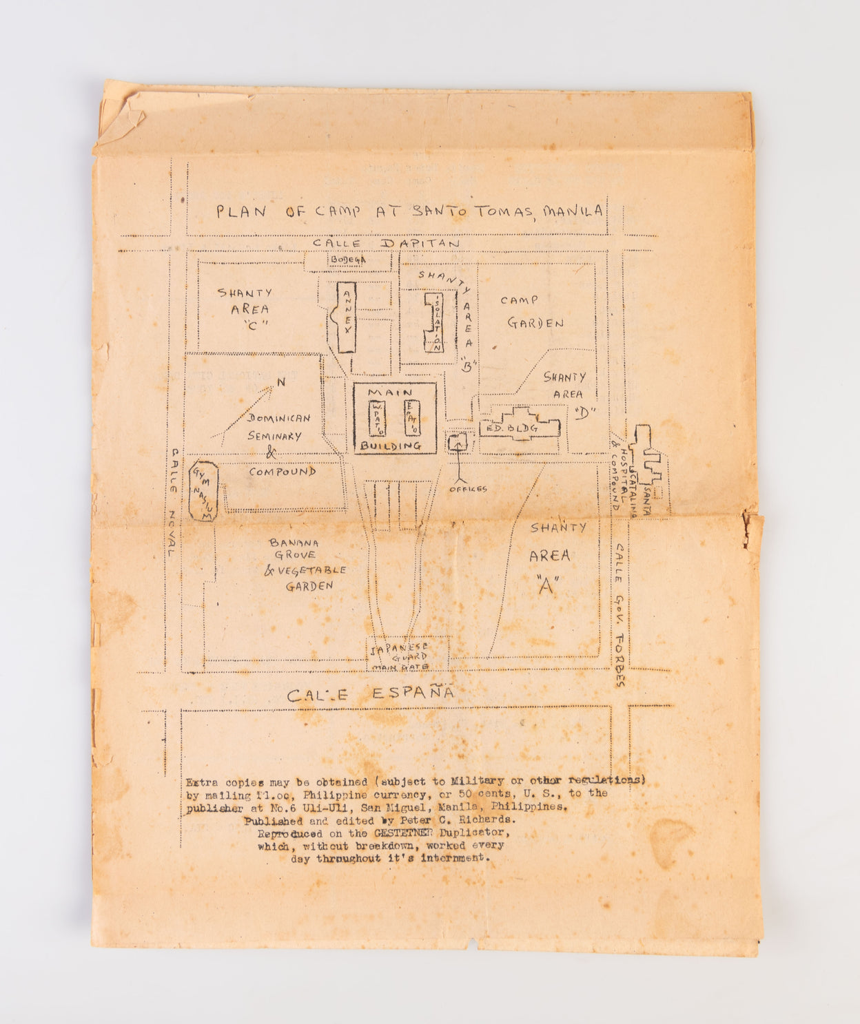 The Liberation Bulletin of Philippine Internment Camp No. 1 at Santo Tomas University.