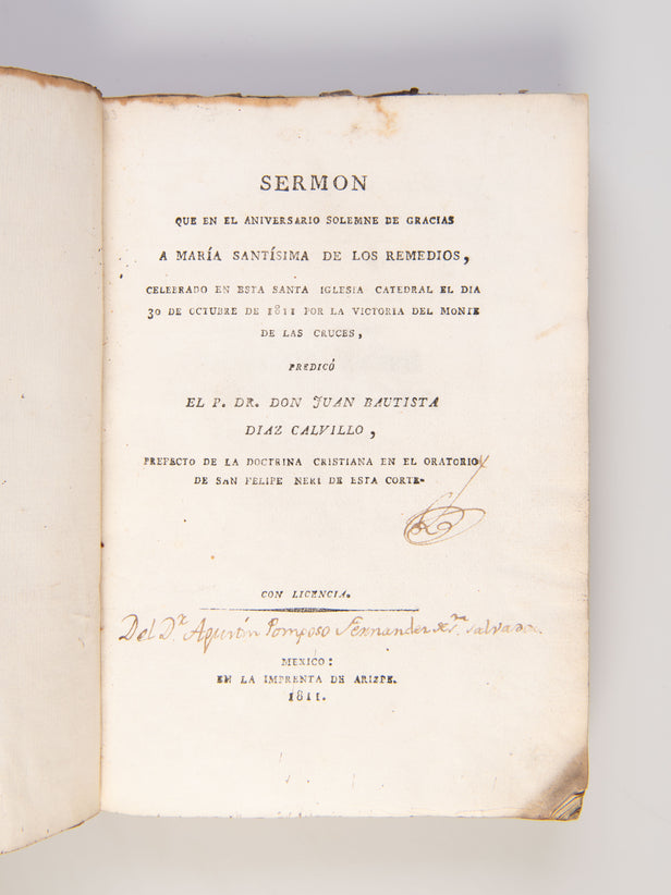 Sermon que en el Aniversario solemne de gracias a María Santísima de los Remedios,