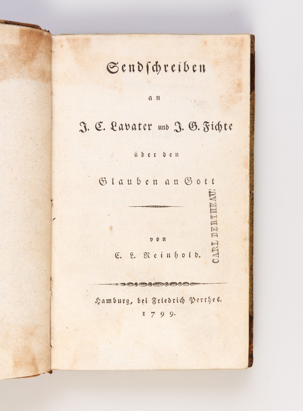 Sendschreiben an J.C. Lavater und J.G. Fichte über den Glauben an Gott.