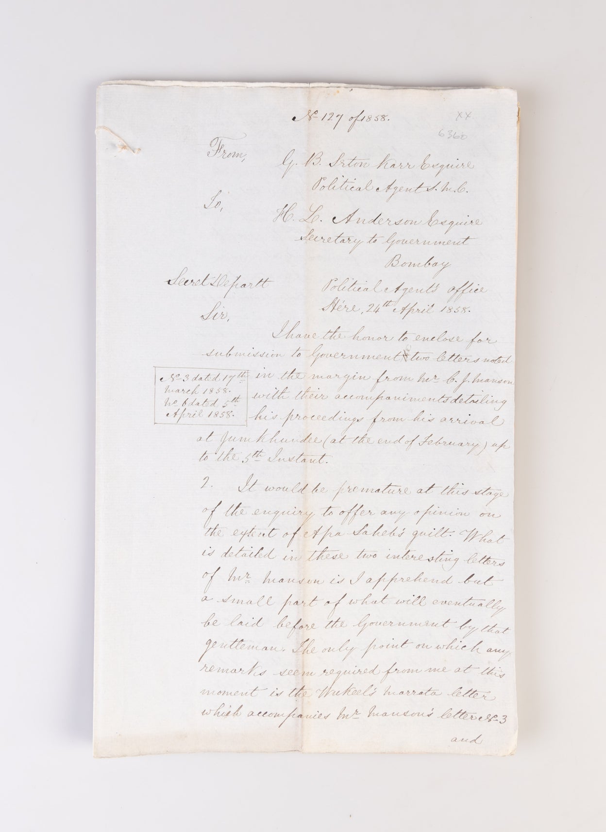 [Collection of documents concerning the Indian Mutiny 1857-58.]