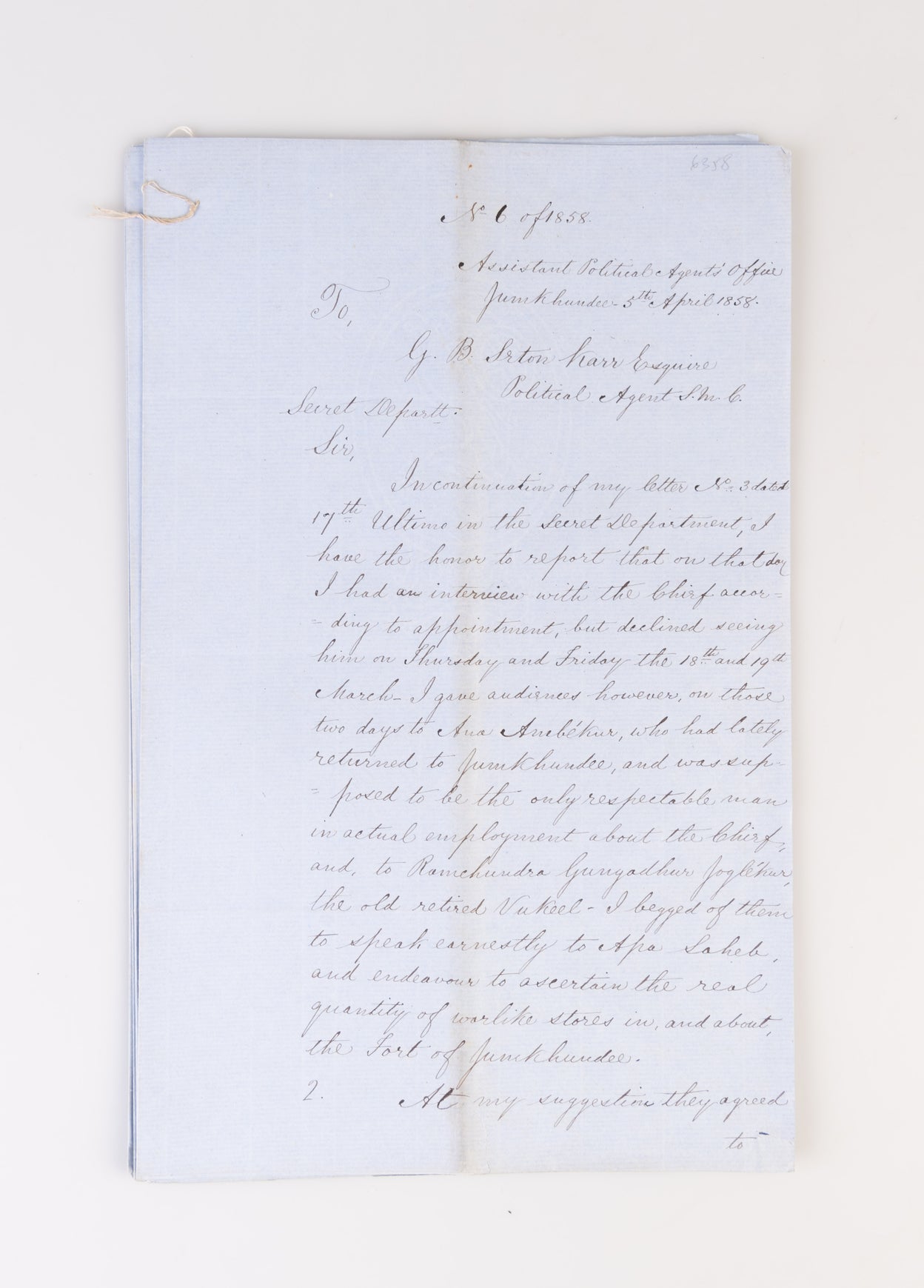 [Collection of documents concerning the Indian Mutiny 1857-58.]