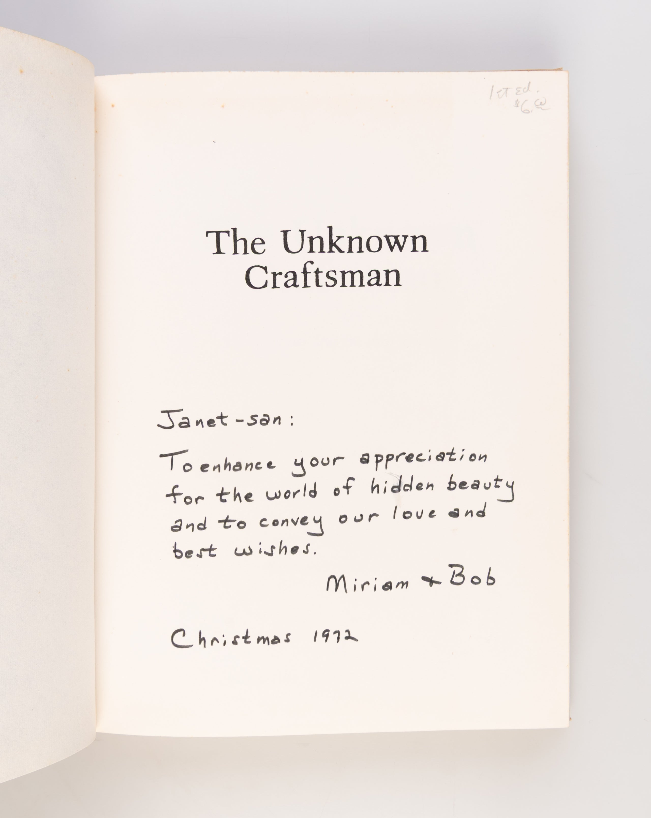 The Unknown Craftsman.