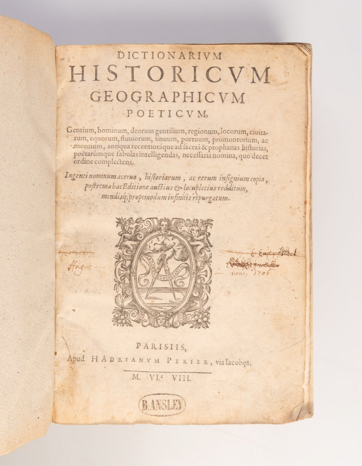 Dictionarium historicum geographicum poeticum,