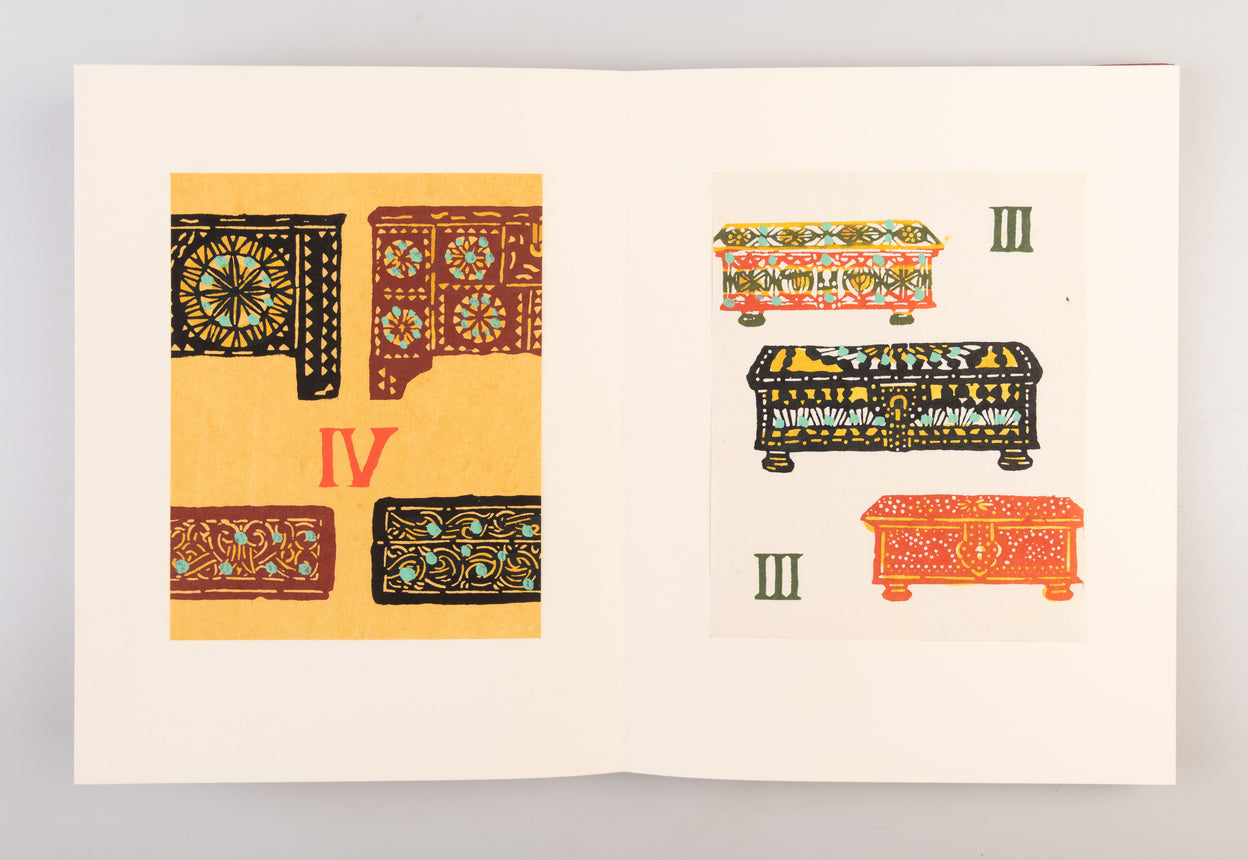 Katazome torumpu-e: hako [Stencil-dyed playing cards: Boxes].
