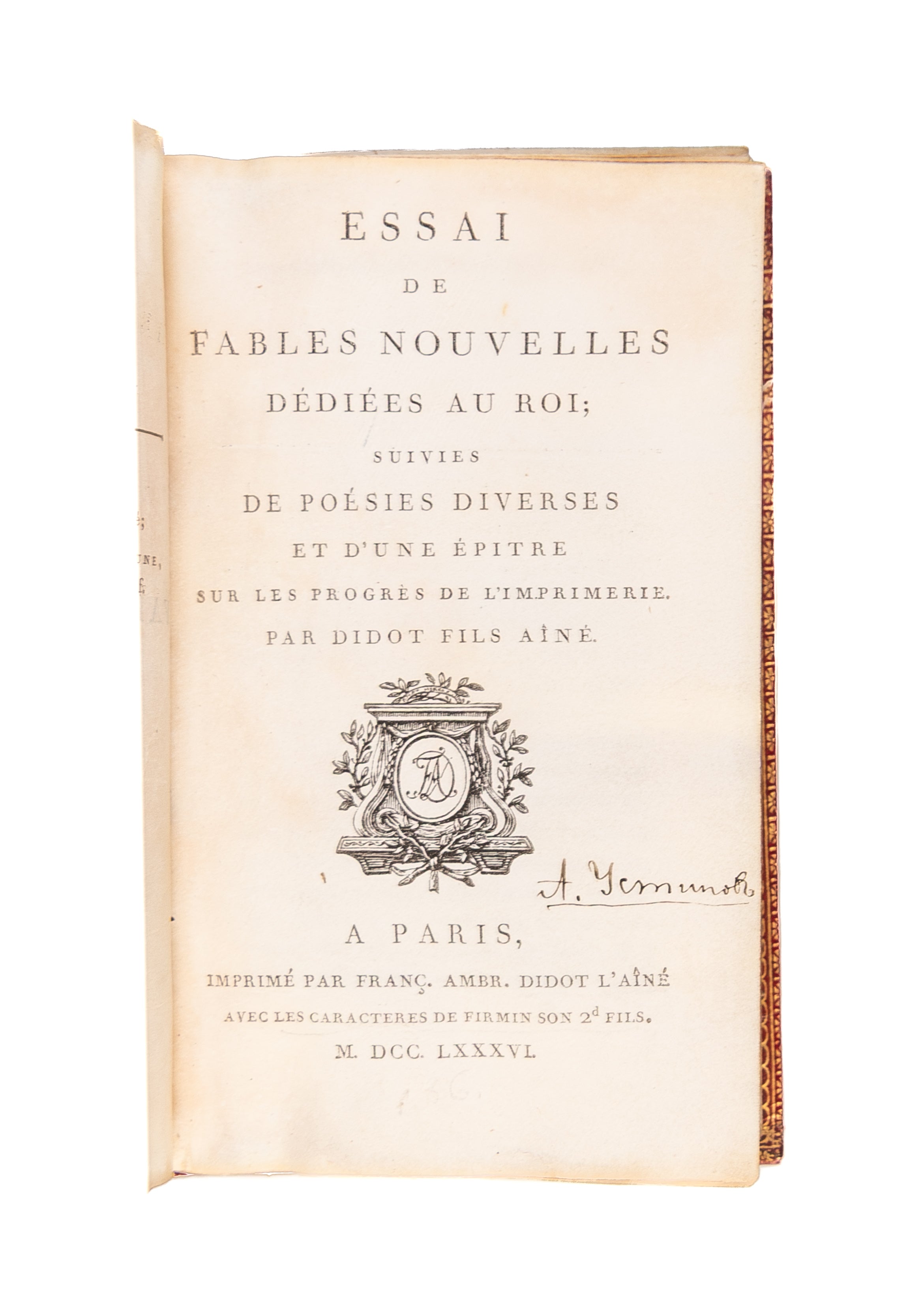 Essais de fables nouvelles.
Paris, imprime par Fran. Ambr. Didot l'Aine.,