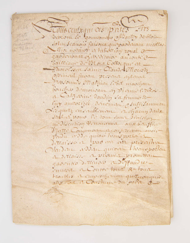 [Manuscript document concerning the sale of a house in Blois-Vienne, France.]