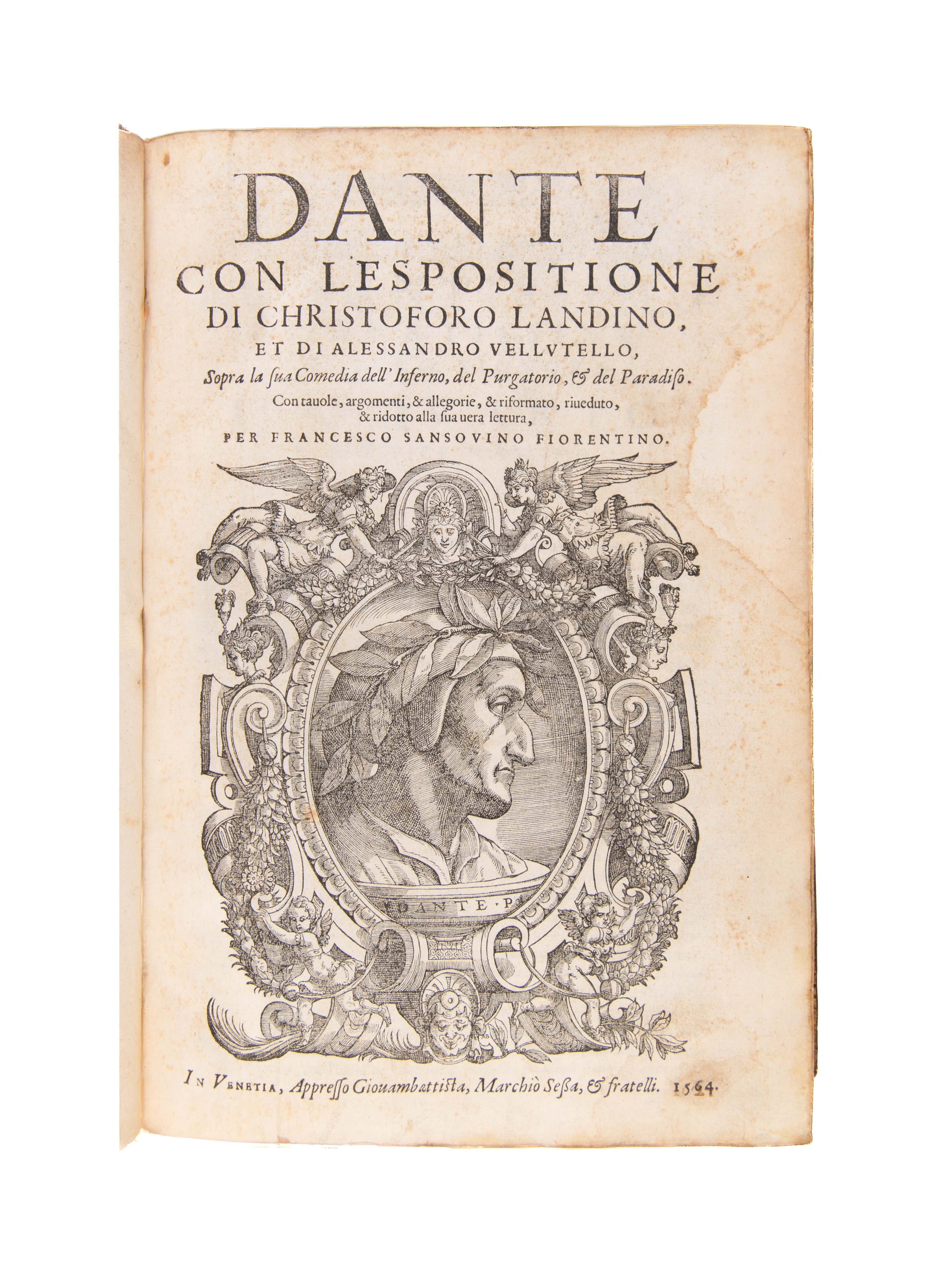 Dante con l'espositione di Christoforo Landino, et di Alessandro Vellutello sopra la sua Commedia dell'Inferno, del Purgatorio, & del Paradiso.
