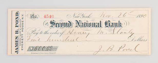 [Cheque made out to Henry M. Stanley.]