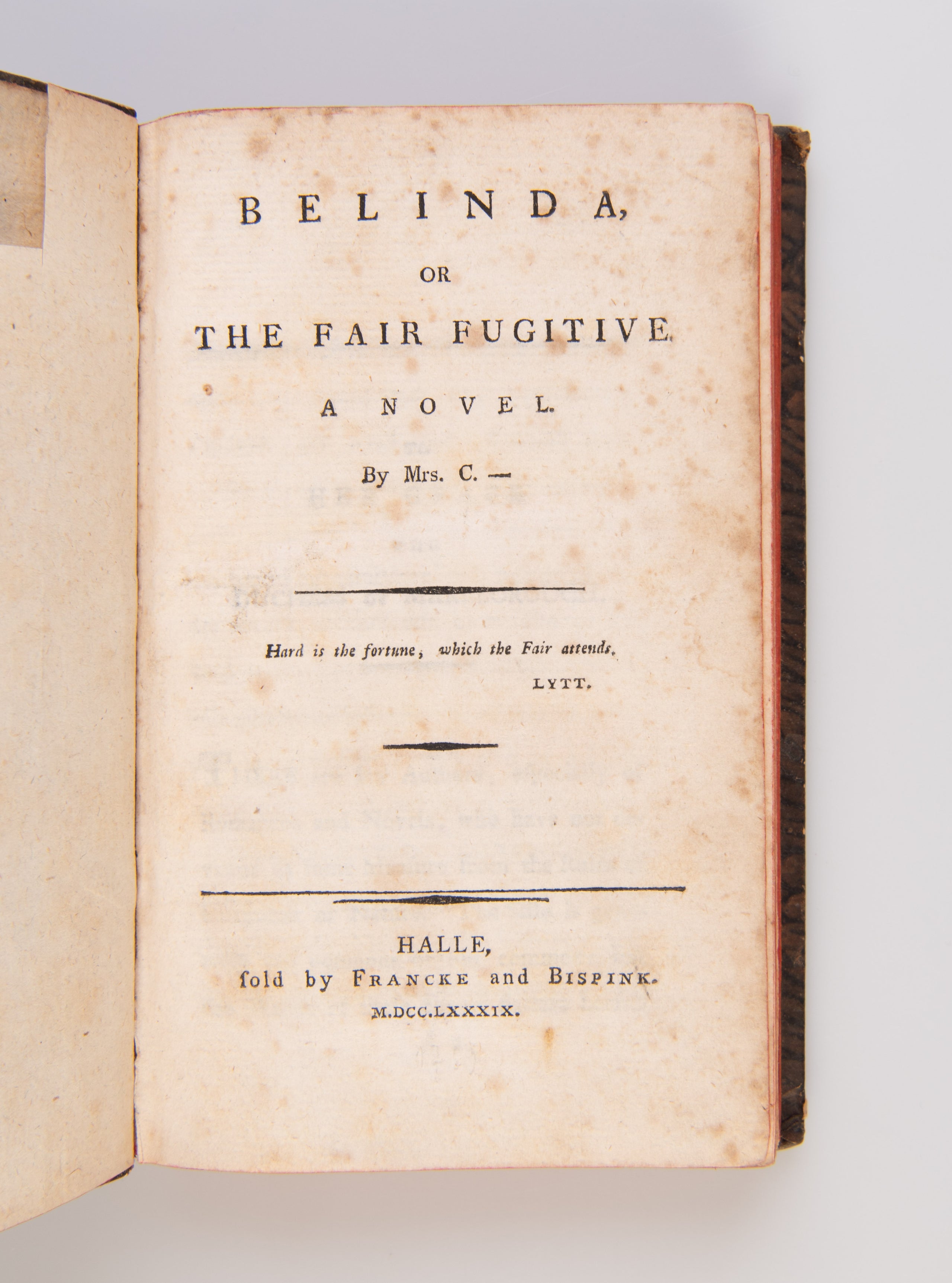 Belinda, or The Fair Fugitive. A Novel.