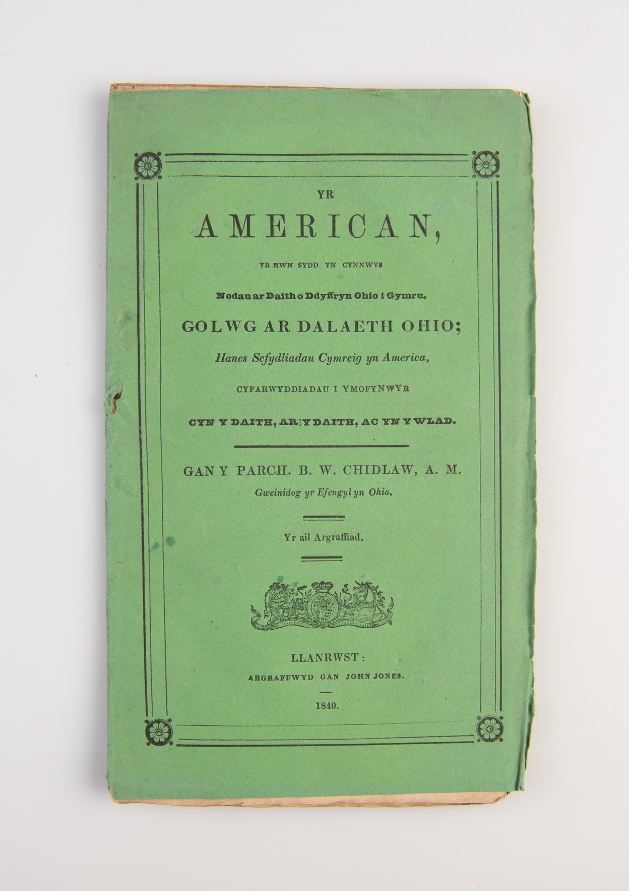 Yr American, yr Hwn Sydd Yn Cynnwys Noduar Daith o Ddyffryn Ohio I Gymru, Golwg Ar Dalaeth Ohio