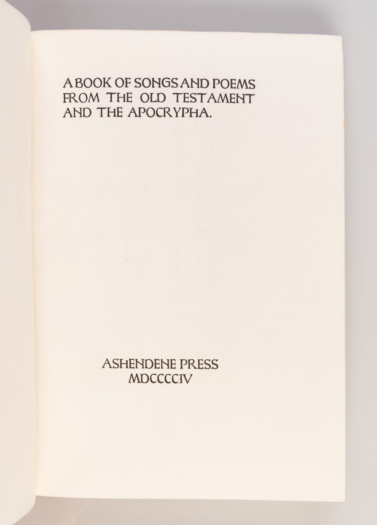 A Book of Songs and Poems from the Old Testament and the Apocrypha