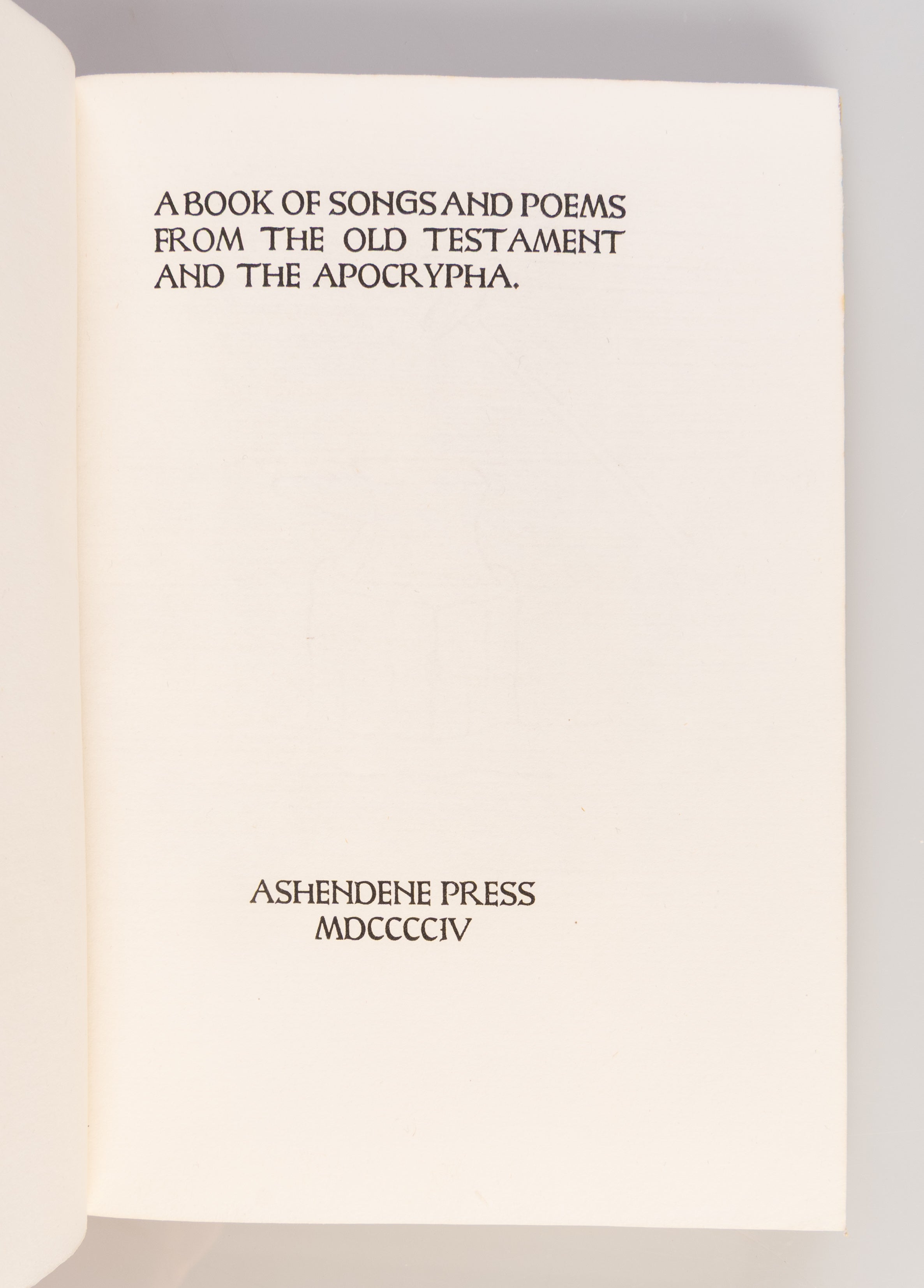 A Book of Songs and Poems from the Old Testament and the Apocrypha