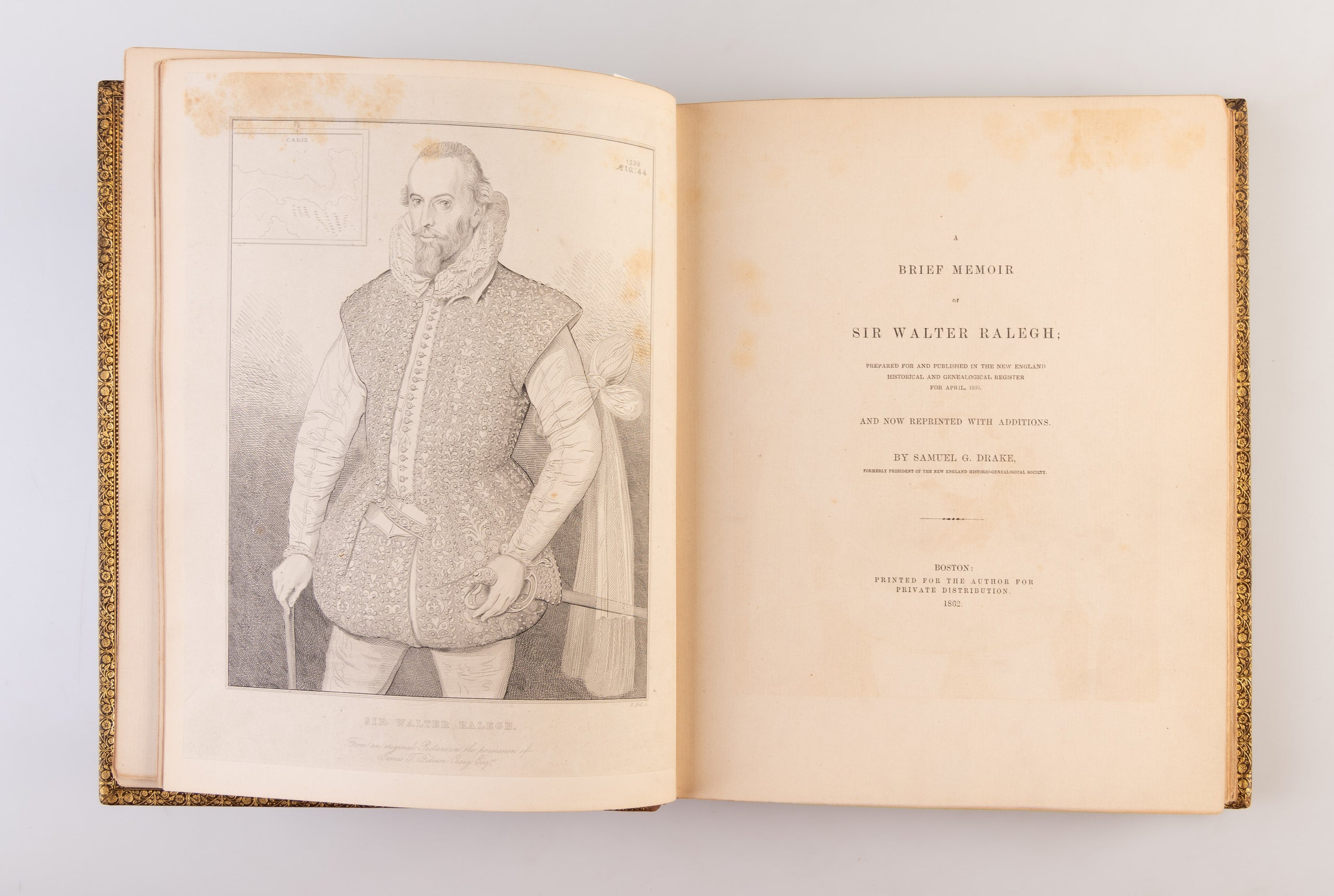 A Brief Memoir of Sir Walter Ralegh; prepared for and published in the New England Historical and Genealogical Register for April, 1862.