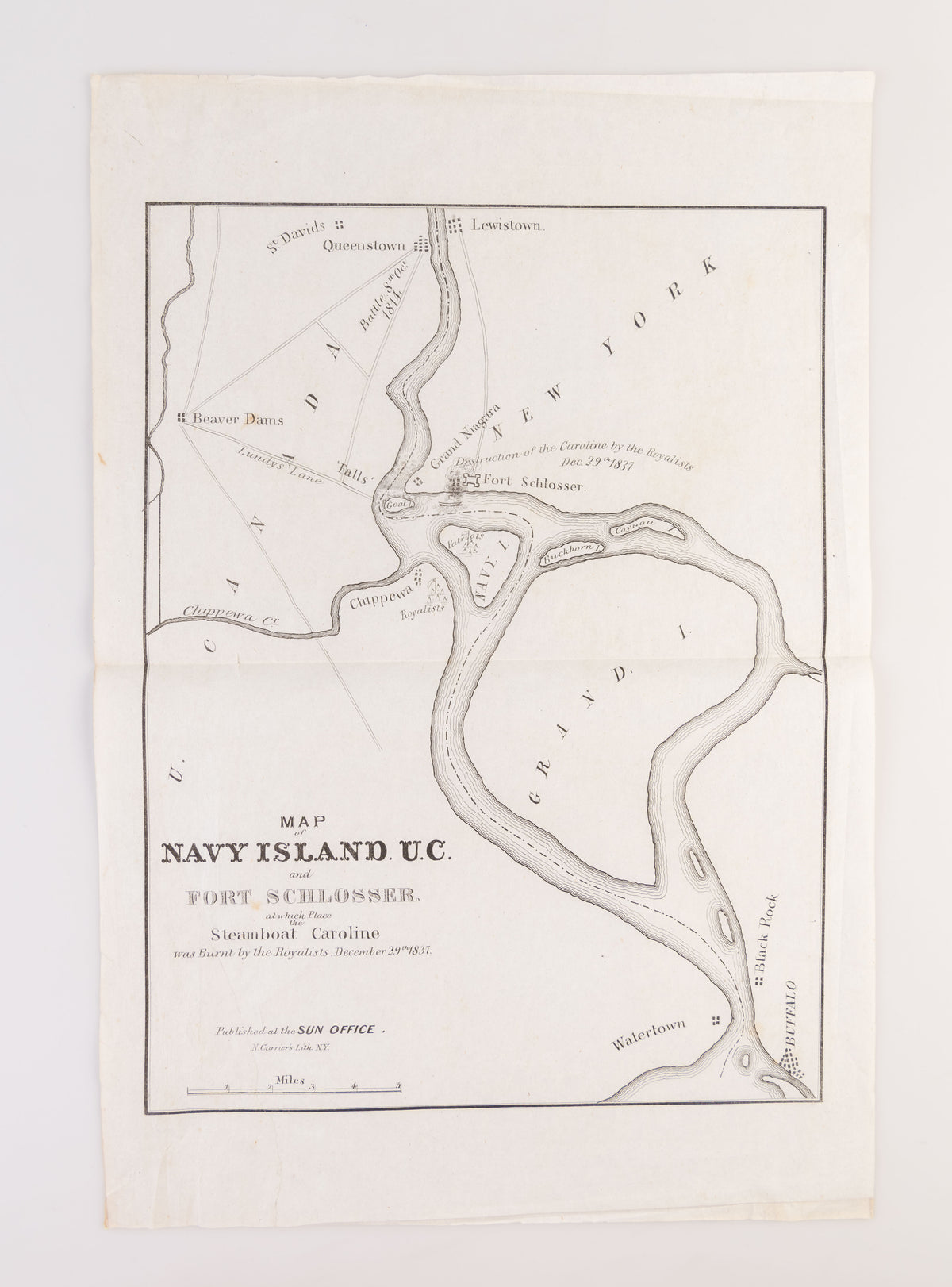 Map of Navy Island U.C. and Fort Schlosser. At Which Place the Steamboat Caroline was Burnt by the Royalists, December 29th 1837.