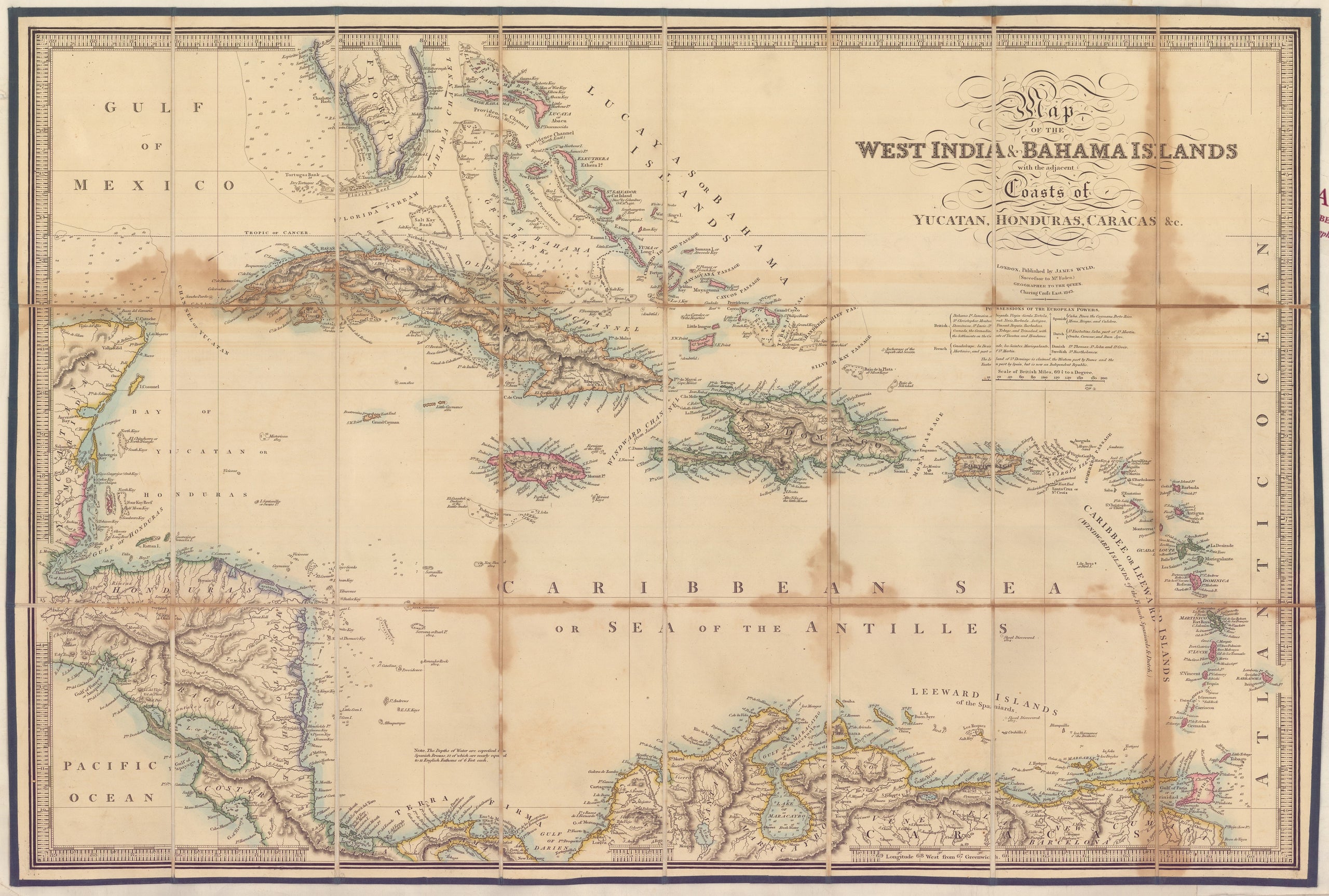 Map of the West India & Bahama Islands: with the adjacent Coasts of Yucatan, Honduras, Caracas &c. ...