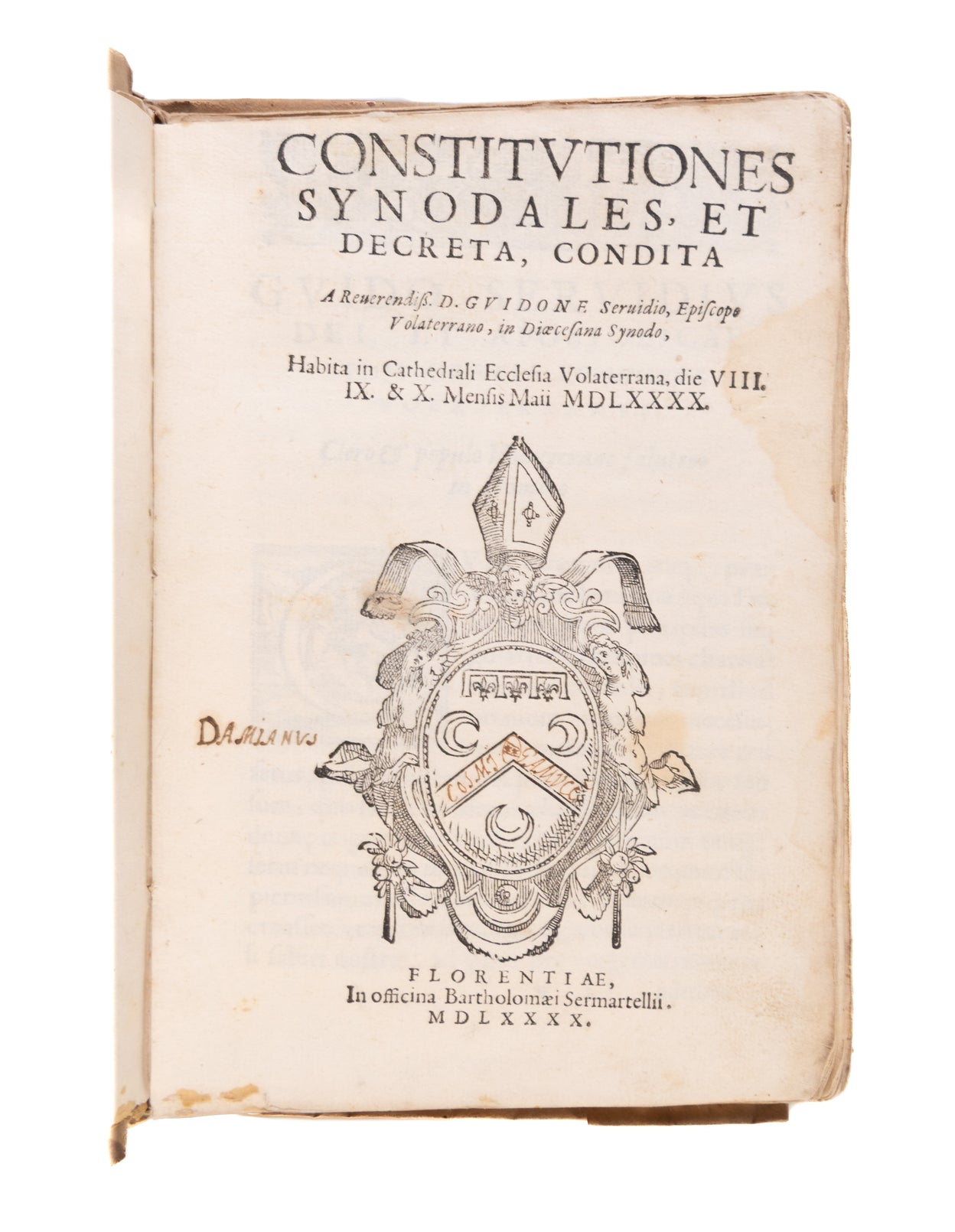 Constitutiones Synodales, et decreta, condita a Reverendiss. D. Guidone Servidio, Episcopo Volaterrano, in Diocesana Synodo.