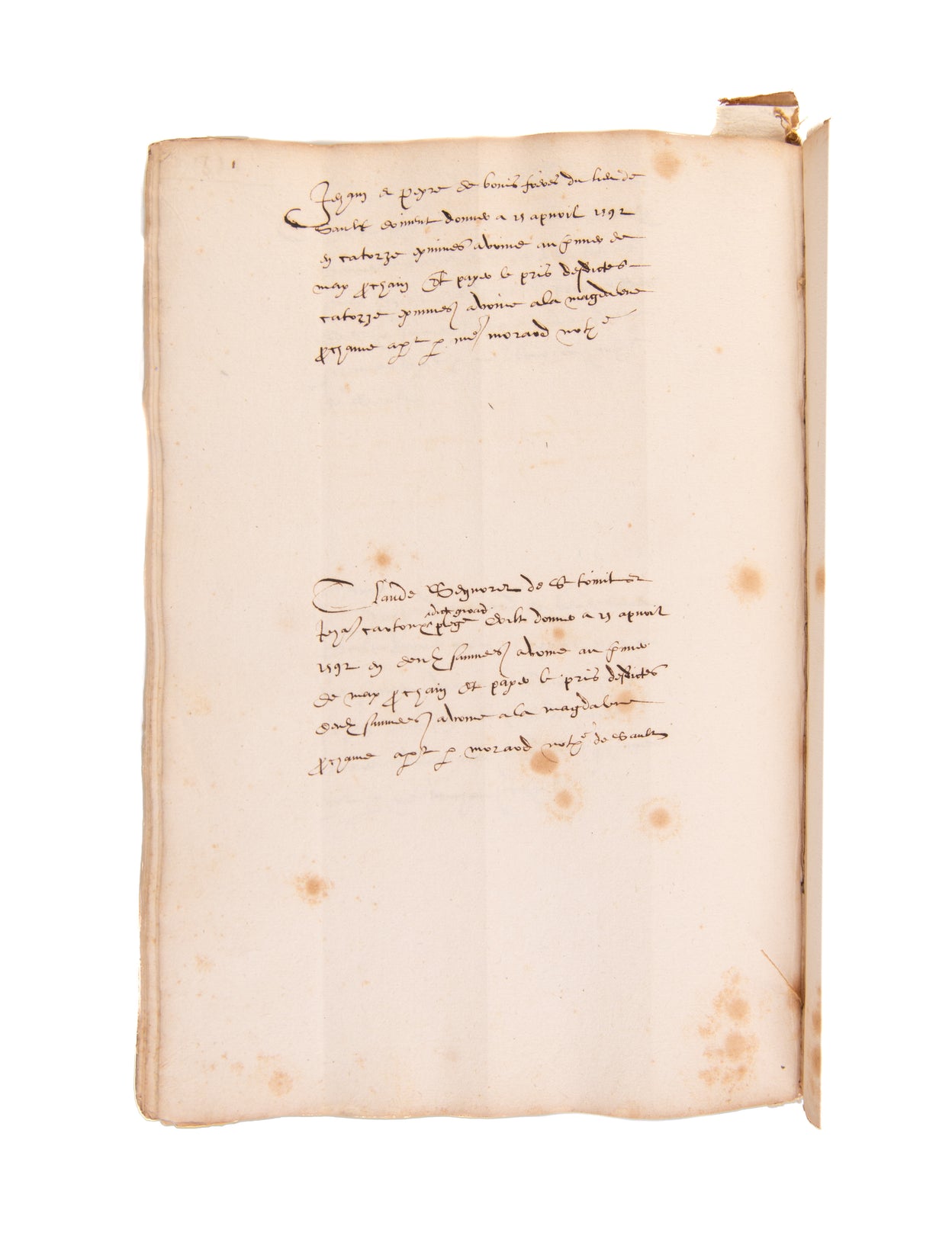 Manuscript notarial account book for regional Provence.