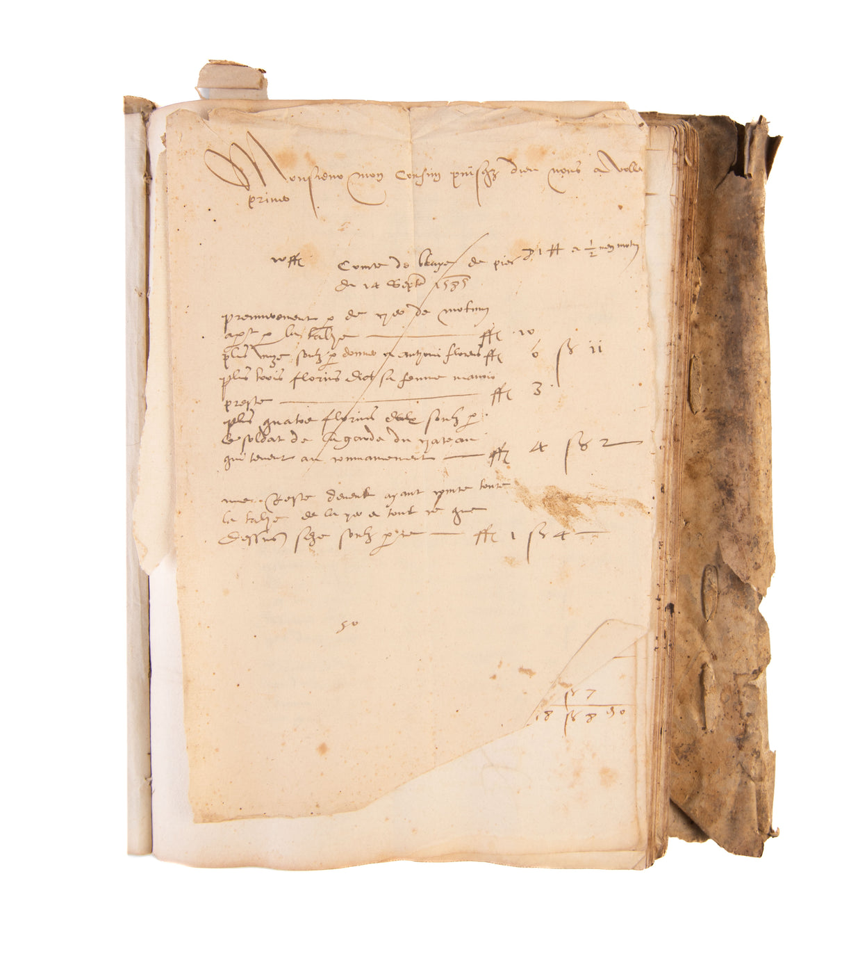 Manuscript notarial account book for regional Provence.