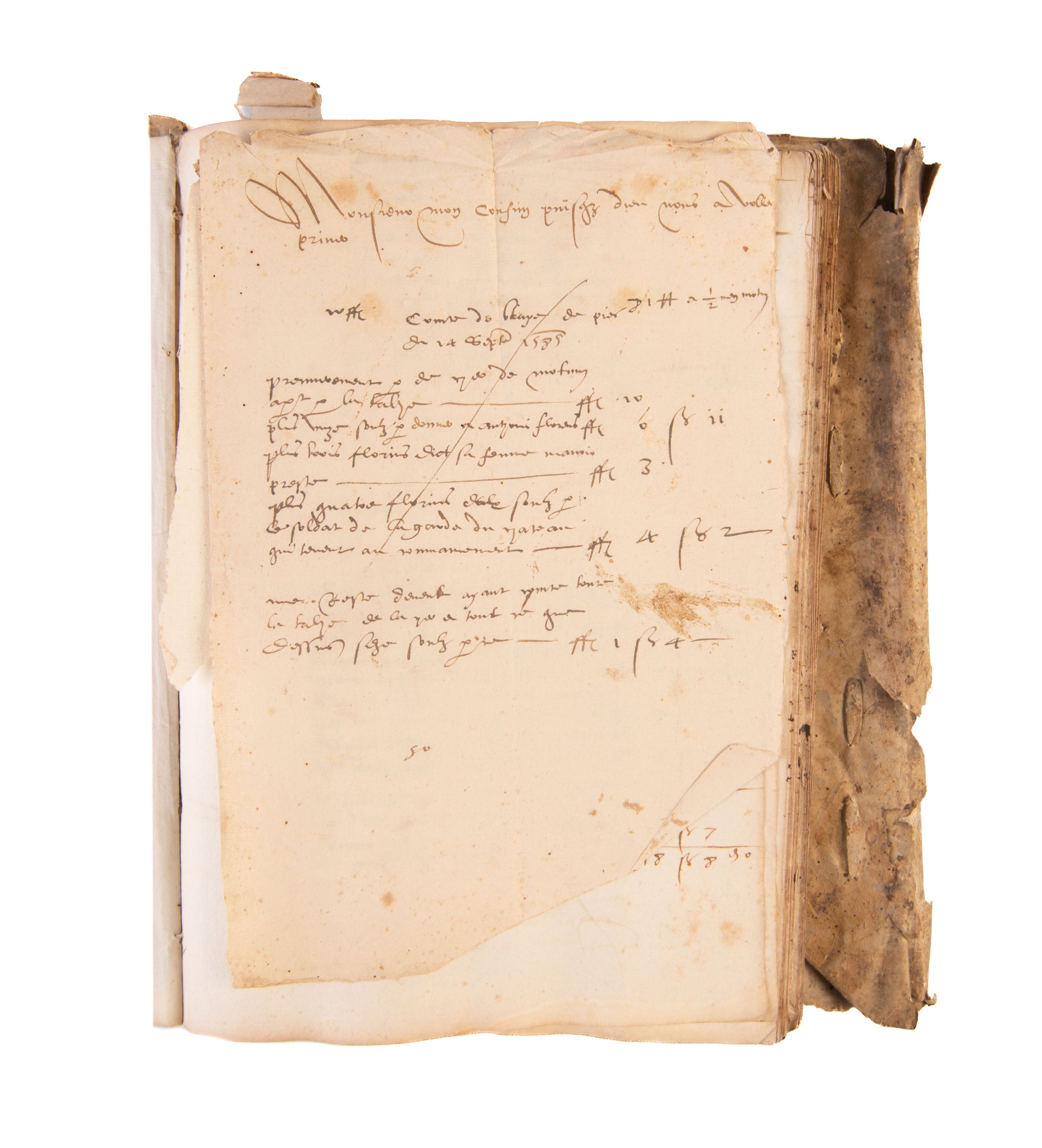 Manuscript notarial account book for regional Provence.