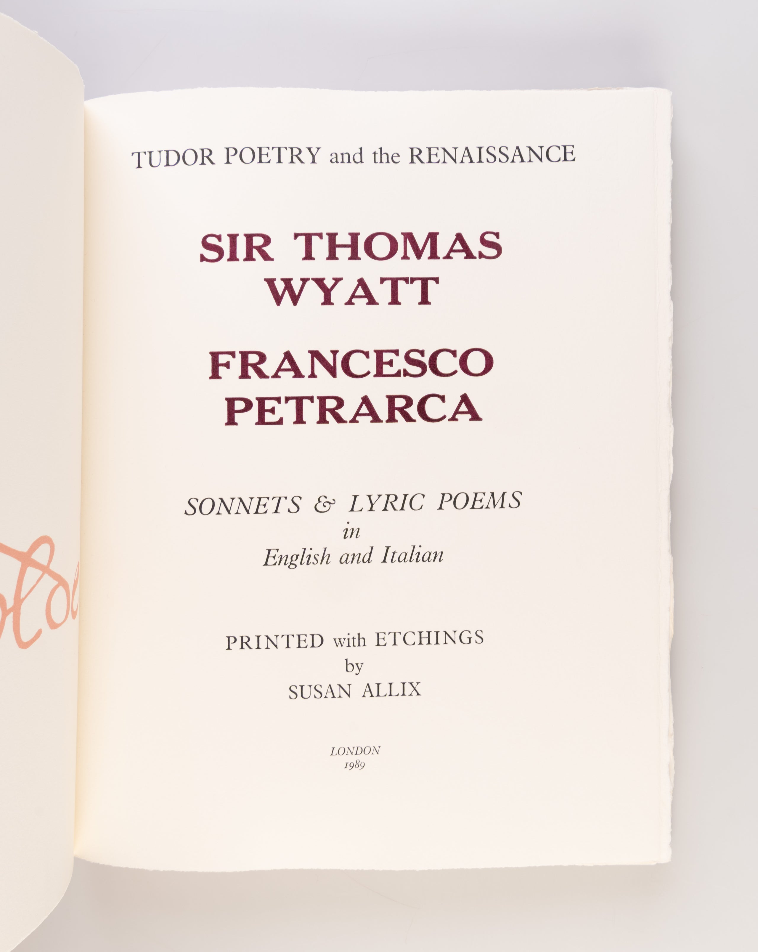 Poems of Wyatt and Petrarch, Tudor poetry and the renaissance, Sonnets and lyric poems in English and Italian