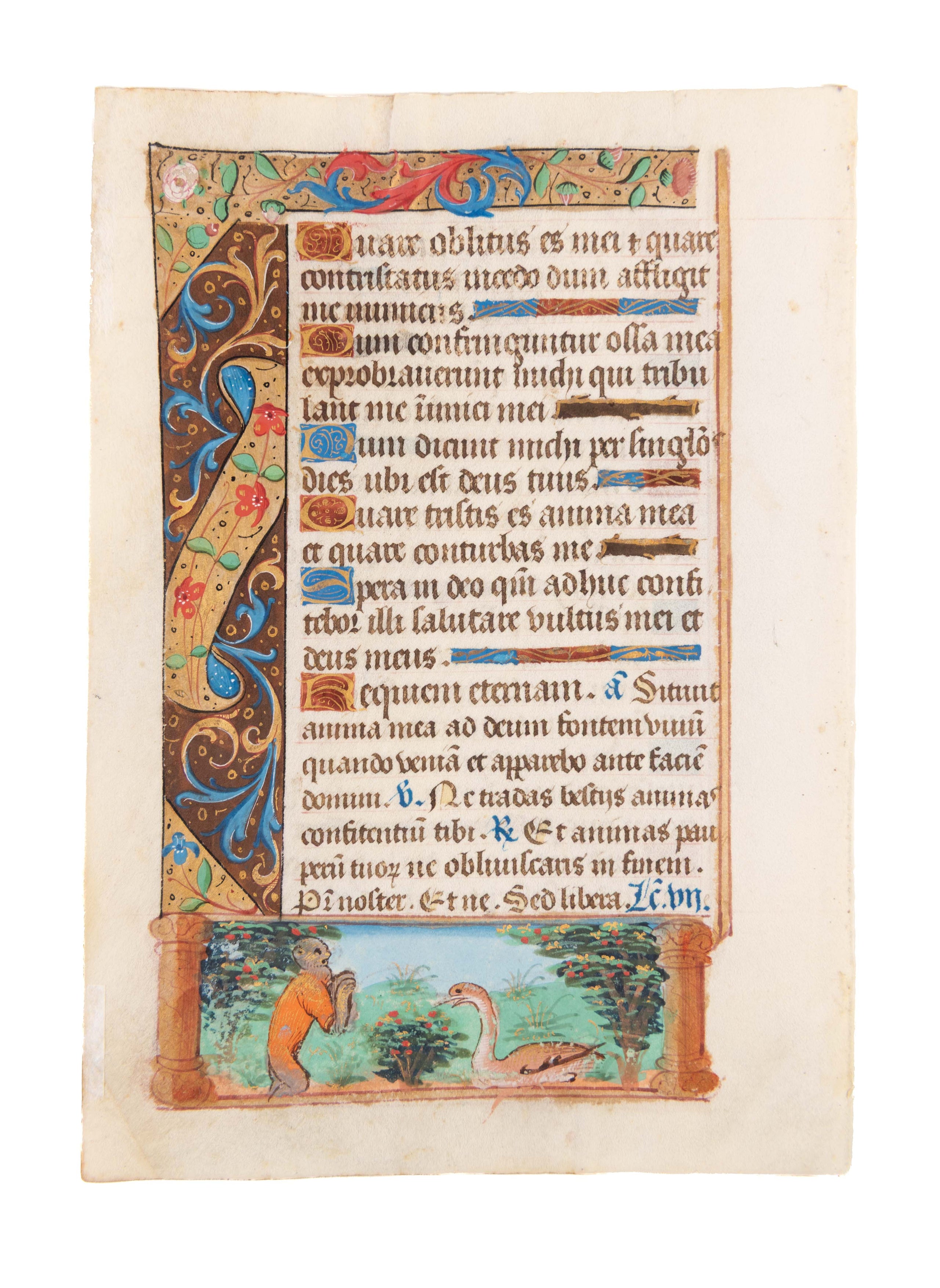Single leaf on vellum from Book of Hours.